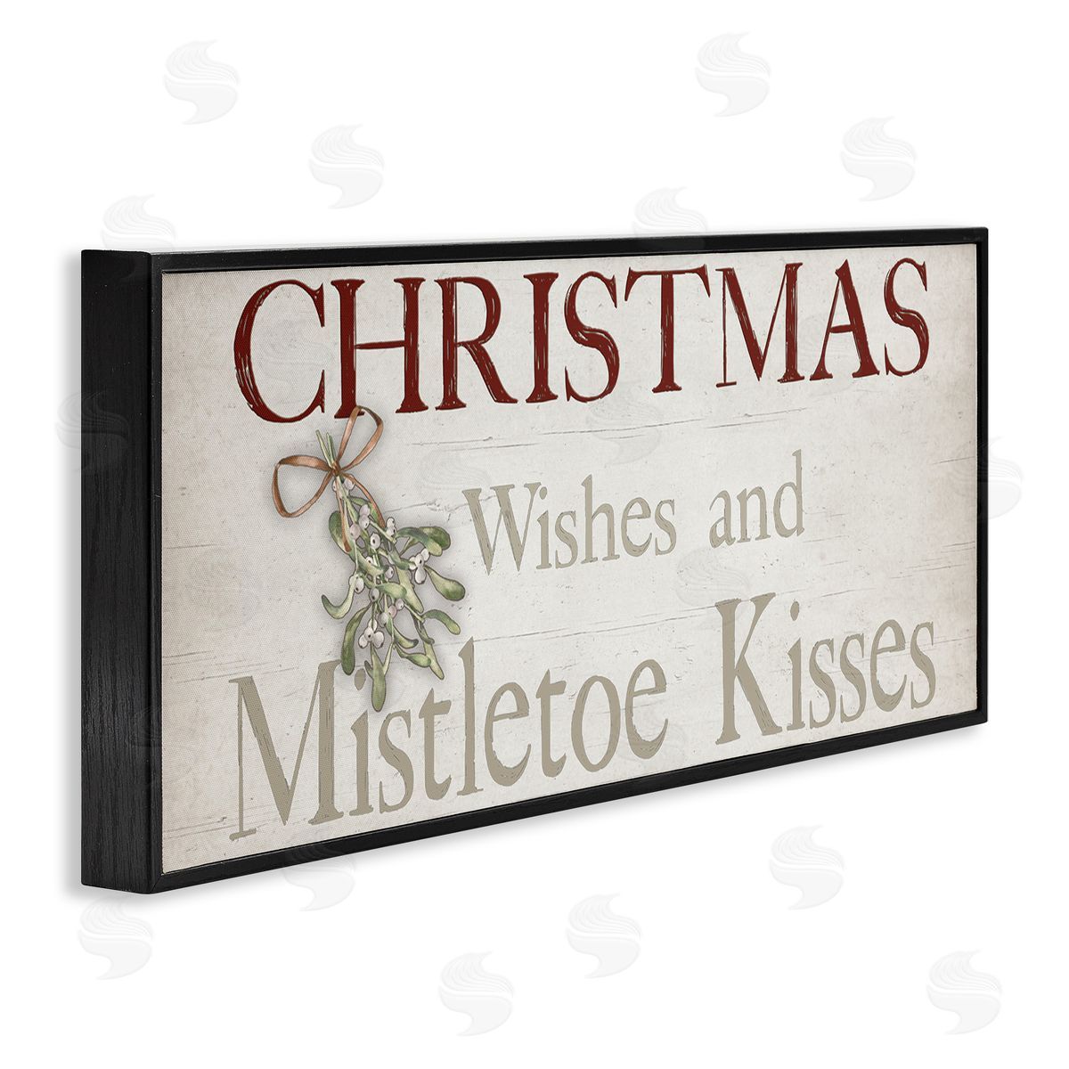 Christmas Wishes & Mistletoe Kisses Black Frame Print Wall Art, Home Decor by Susie Boyer