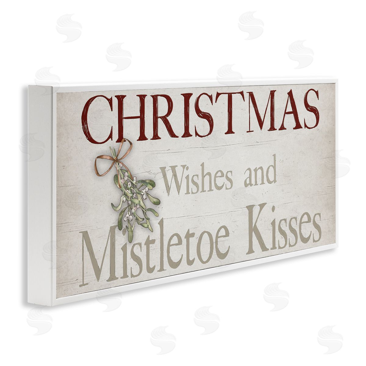 Christmas Wishes & Mistletoe Kisses White Frame Print Wall Art, Home Decor by Susie Boyer