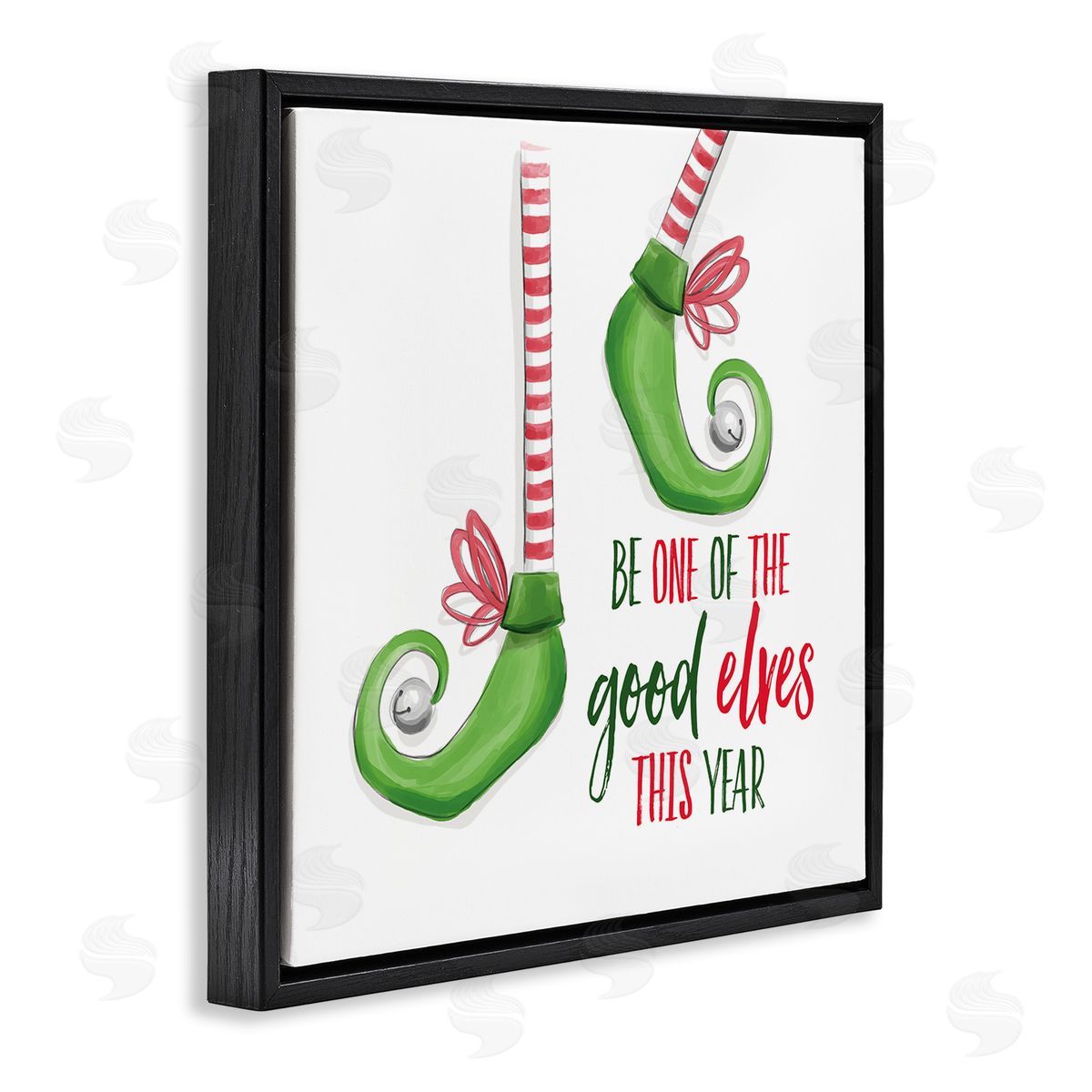 Festive Be A Good Elf Black Floating Frame Canvas Wall Art, Home Decor by Dogwood Portfolio