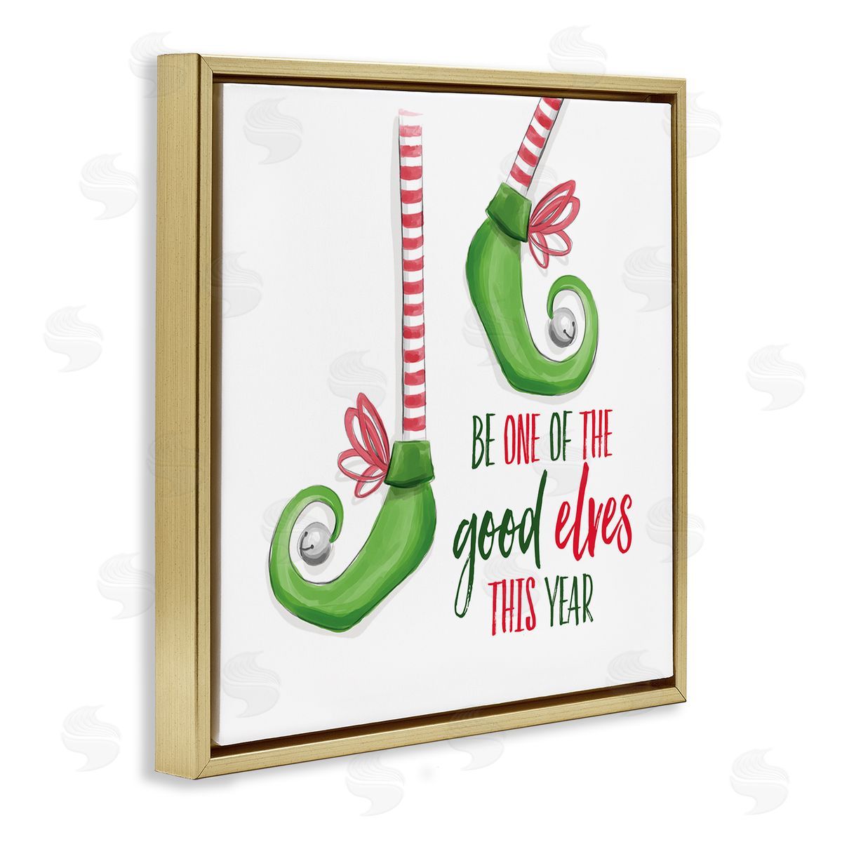 Festive Be A Good Elf Gold Floating Frame Canvas Wall Art, Home Decor by Dogwood Portfolio