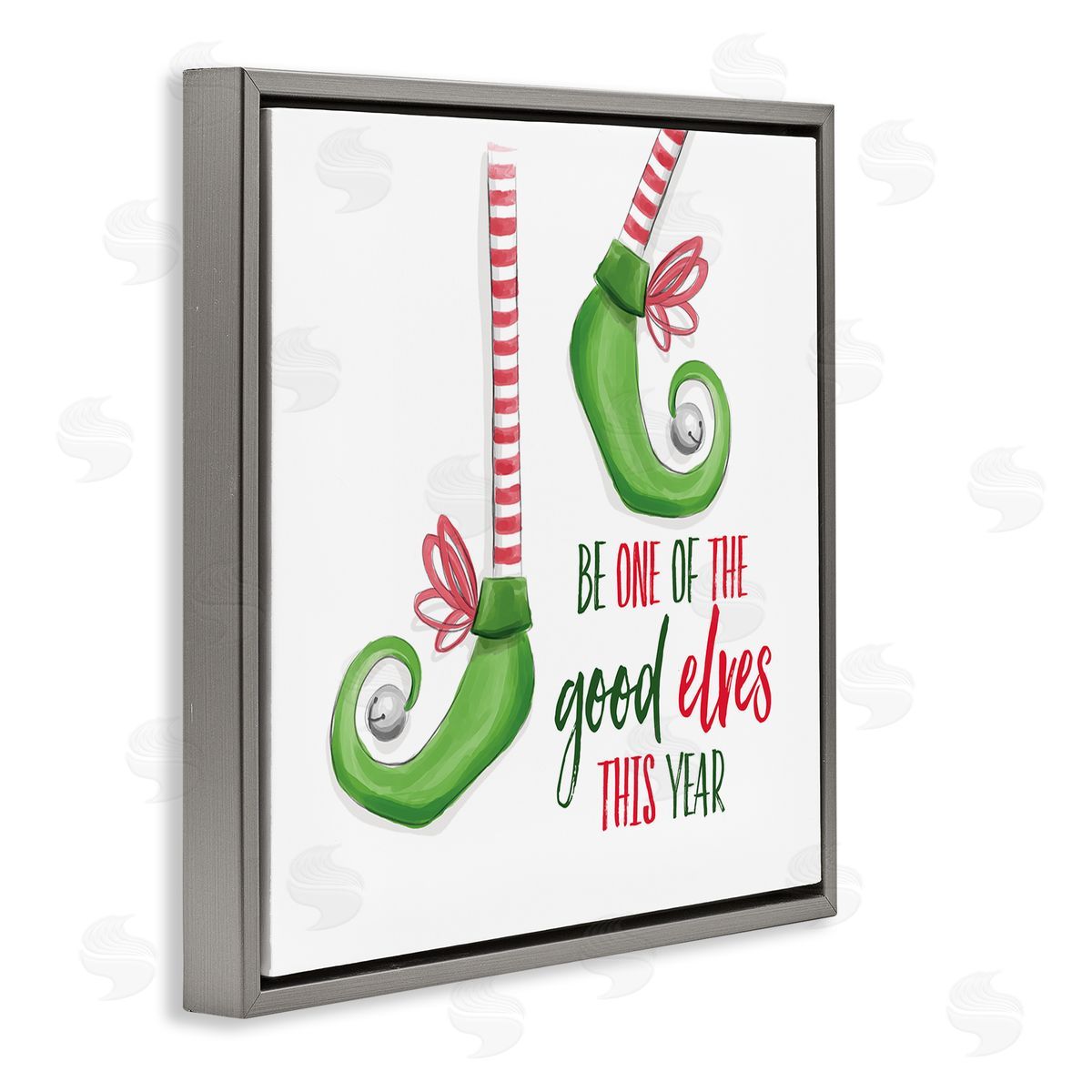 Festive Be A Good Elf Grey Floating Frame Canvas Wall Art, Home Decor by Dogwood Portfolio