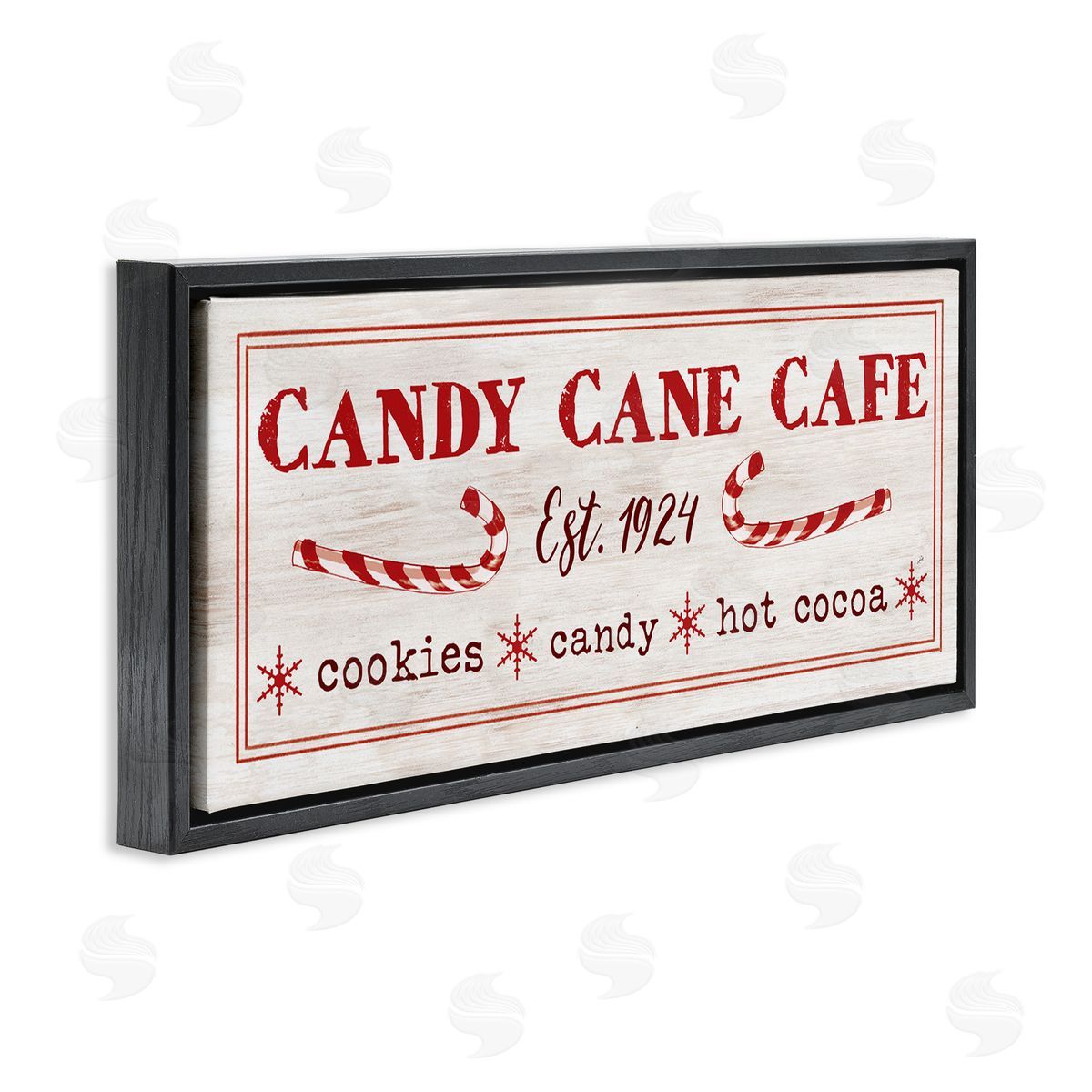 Vintage Candy Cane Cafe Black Floating Frame Canvas Wall Art, Home Decor by Dogwood Portfolio