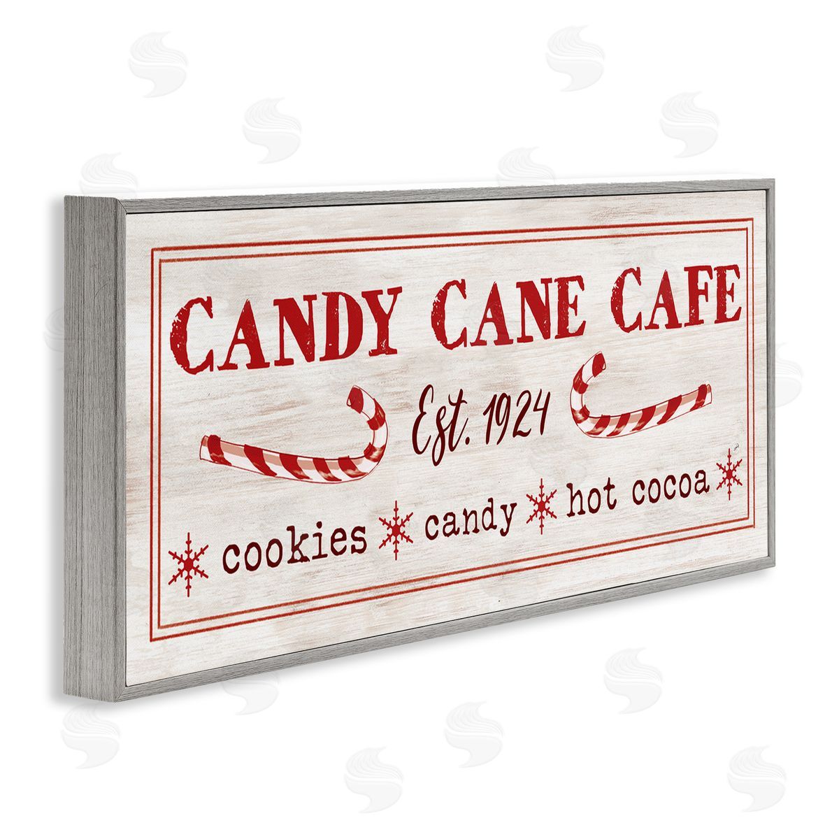 Vintage Candy Cane Cafe Grey Frame Print Wall Art, Home Decor by Dogwood Portfolio