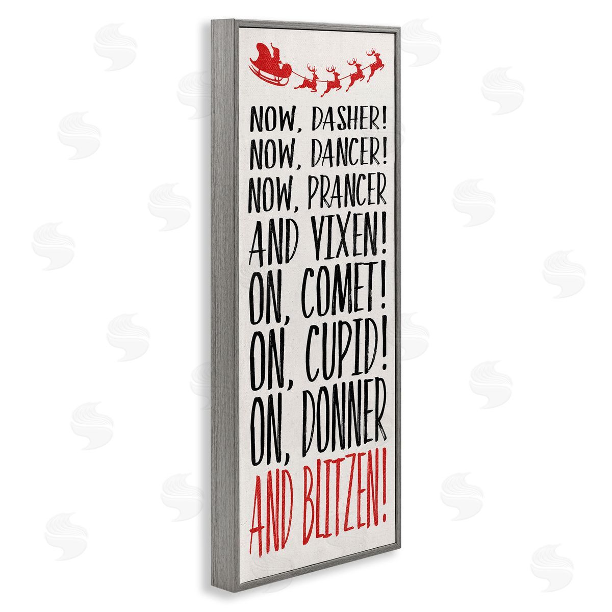Holiday Reindeer Names Grey Frame Print Wall Art, Home Decor by Dogwood Portfolio