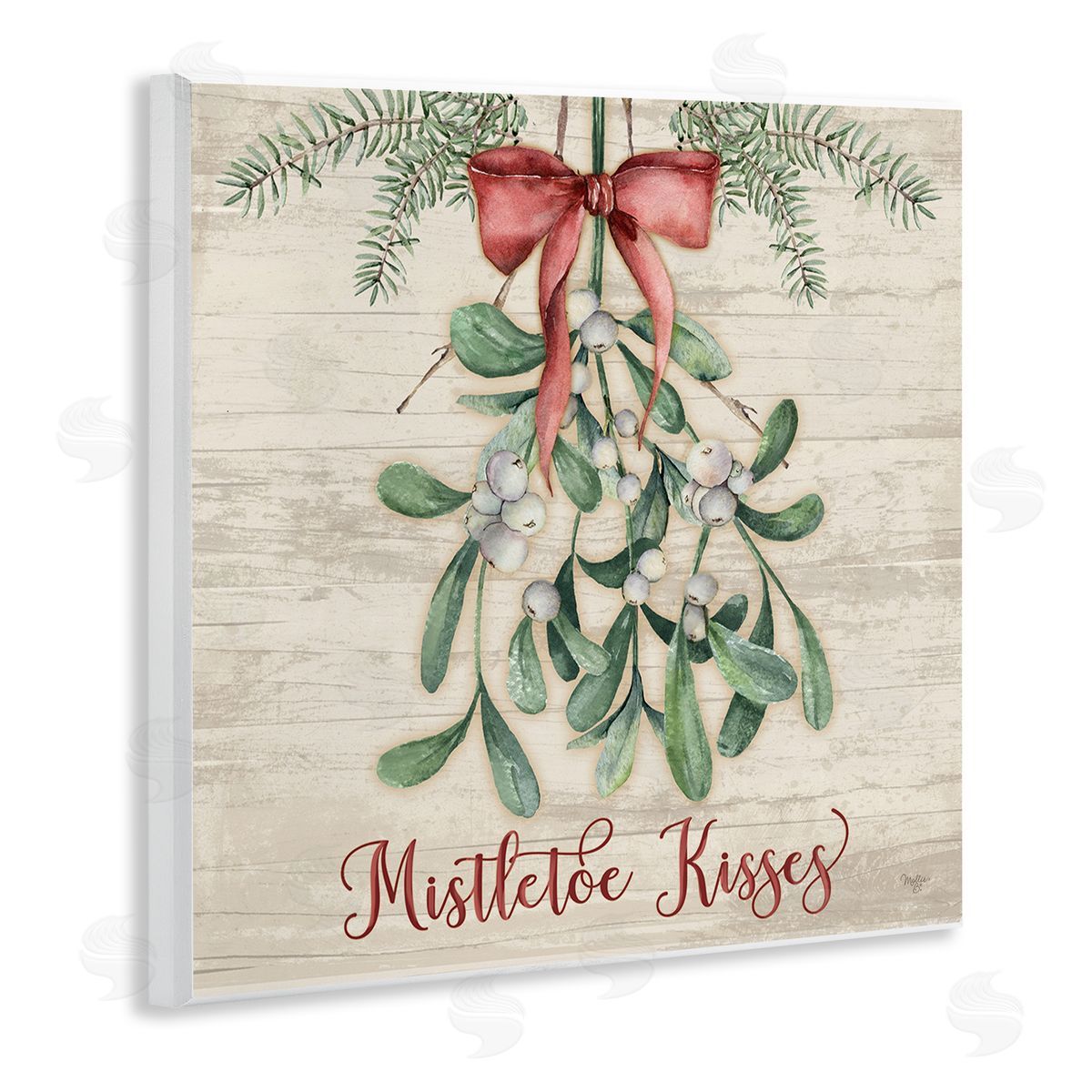 Rustic Mistletoe Kisses Wood Plaque Wall Art, Home Decor by Mollie B.