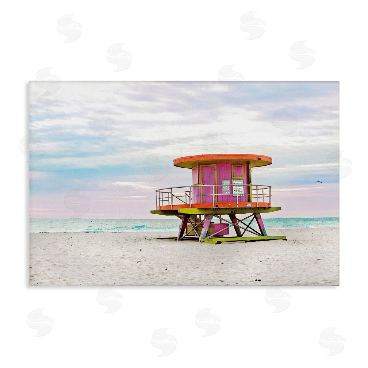 Lifeguard Hut with Pastel Sky Canvas Wall Art, Home Decor by Seven Trees Design