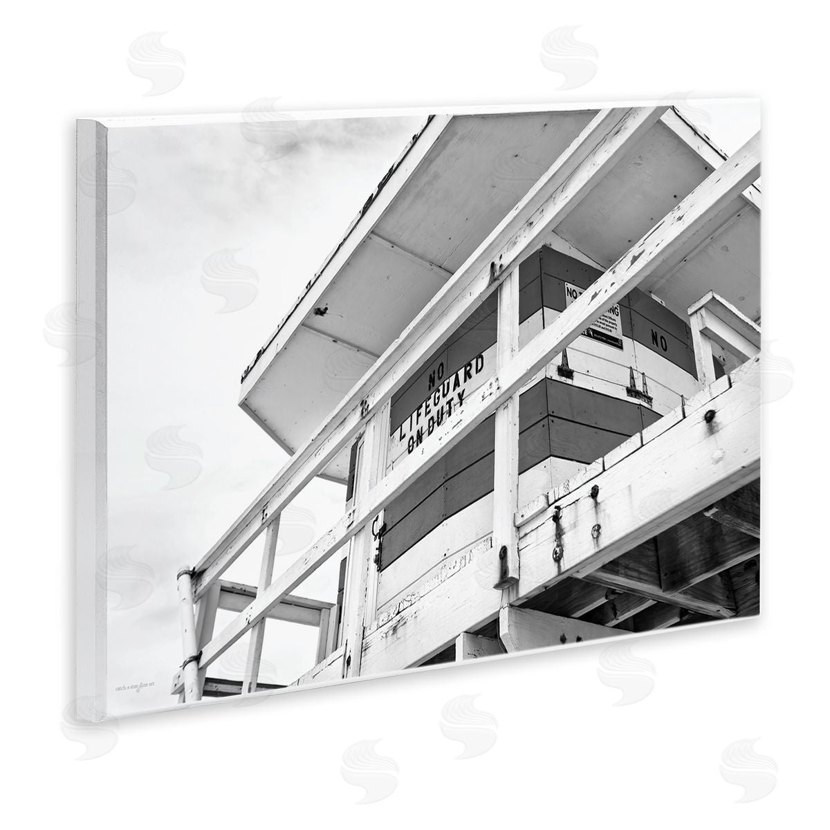 Lifeguard Building on Beach Wood Plaque Wall Art, Home Decor by Seven Trees Design