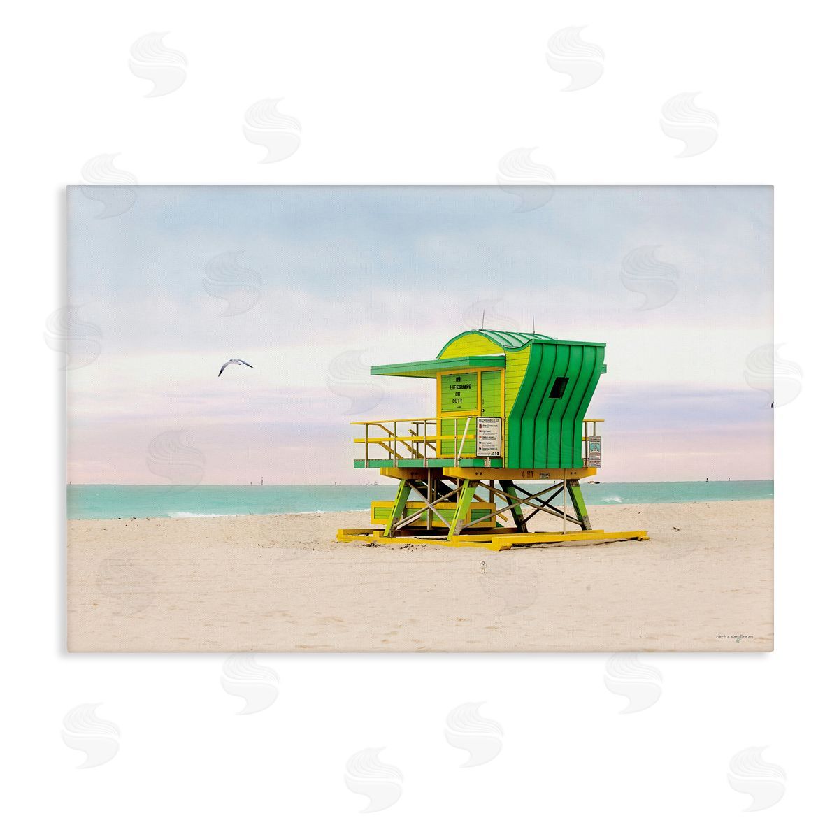 Lime Green Lifeguard Hut Canvas Wall Art, Home Decor by Seven Trees Design