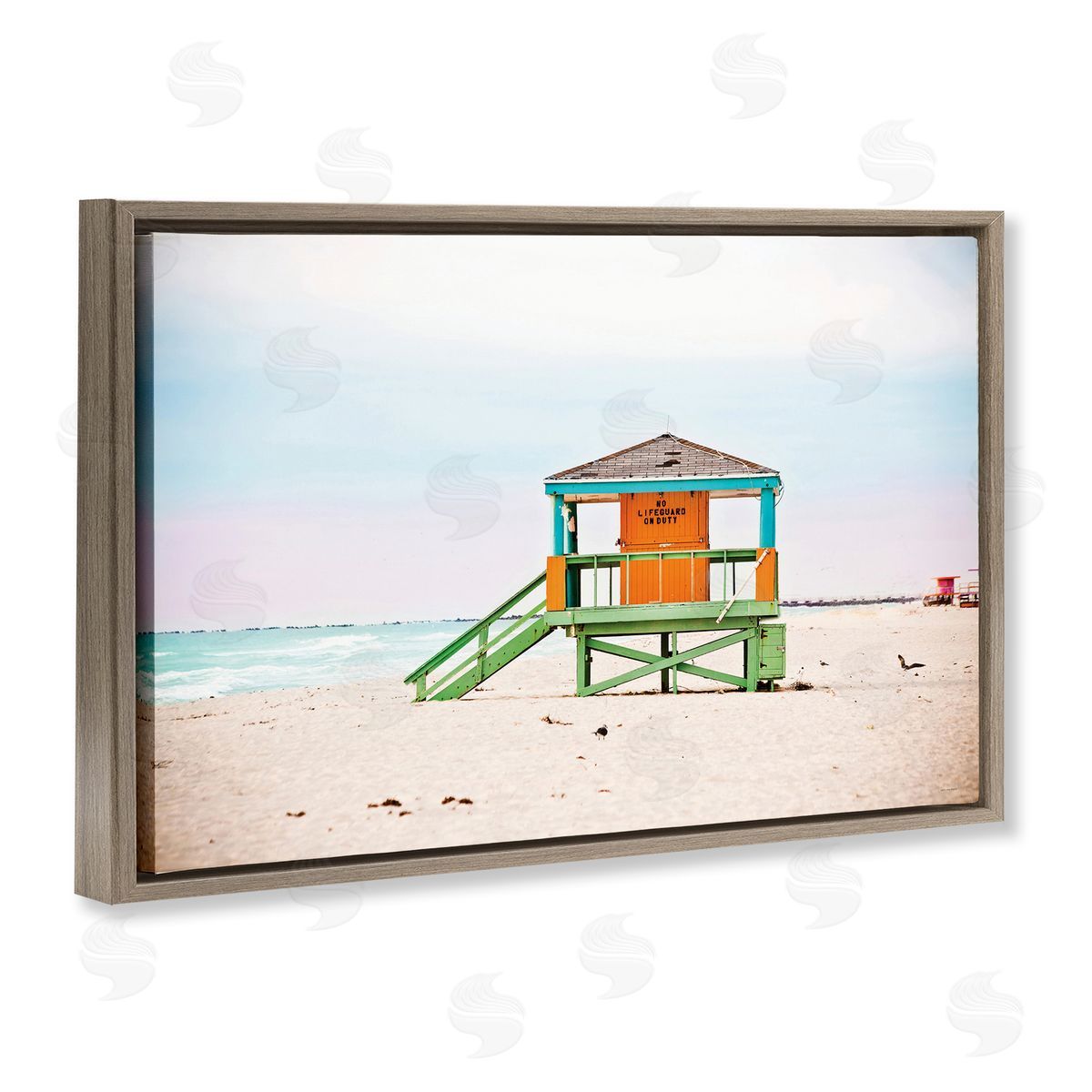 No Lifeguard On Duty Brown Floating Frame Canvas Wall Art, Home Decor by Seven Trees Design