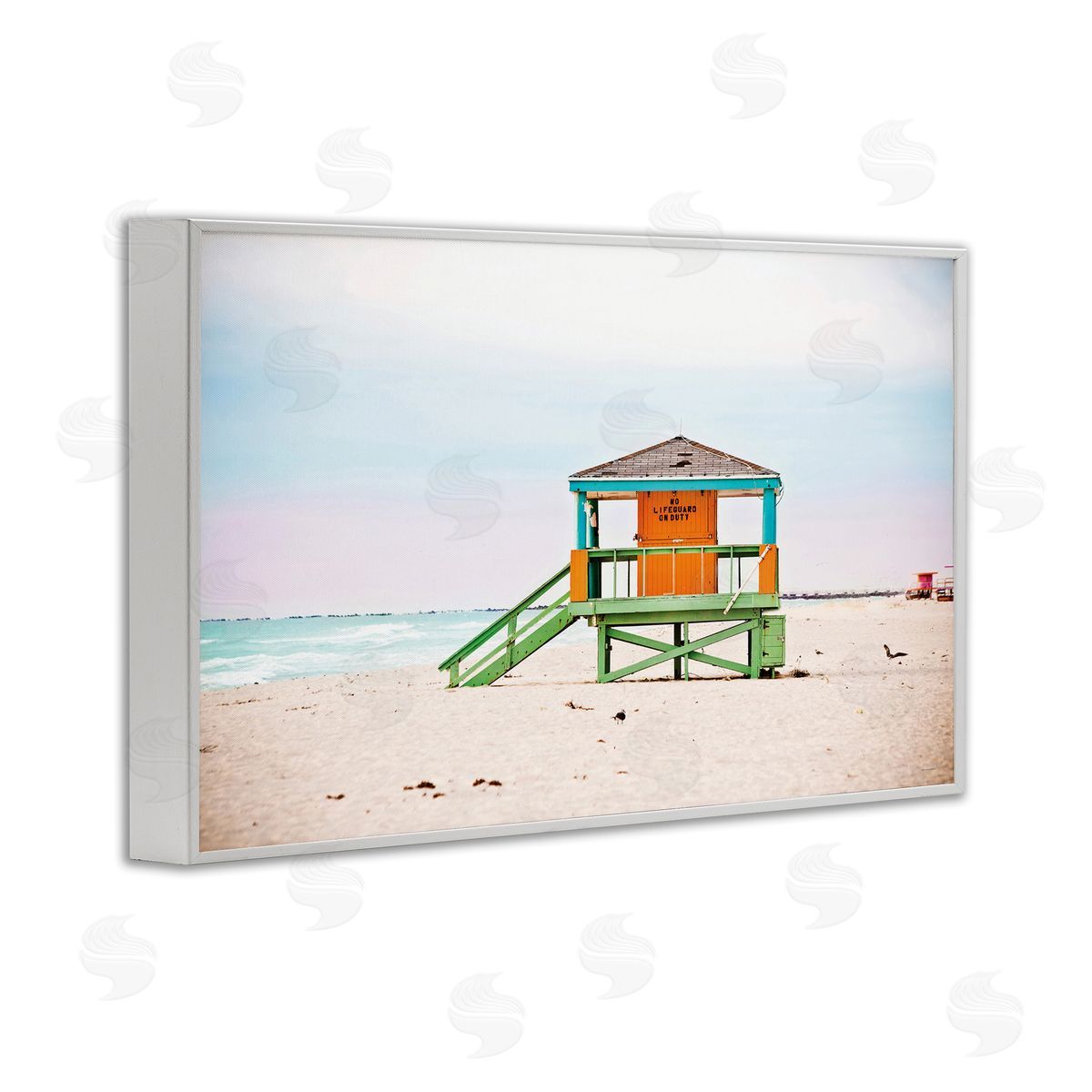 No Lifeguard On Duty White Frame Print Wall Art, Home Decor by Seven Trees Design
