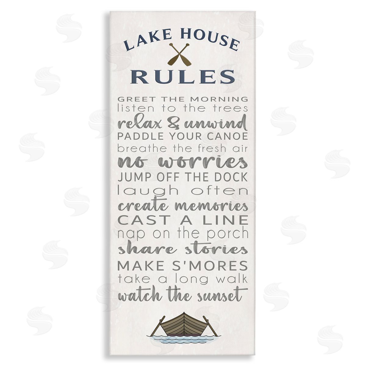 Fun Lake House Rules Canvas Wall Art, Home Decor by Seven Trees Design