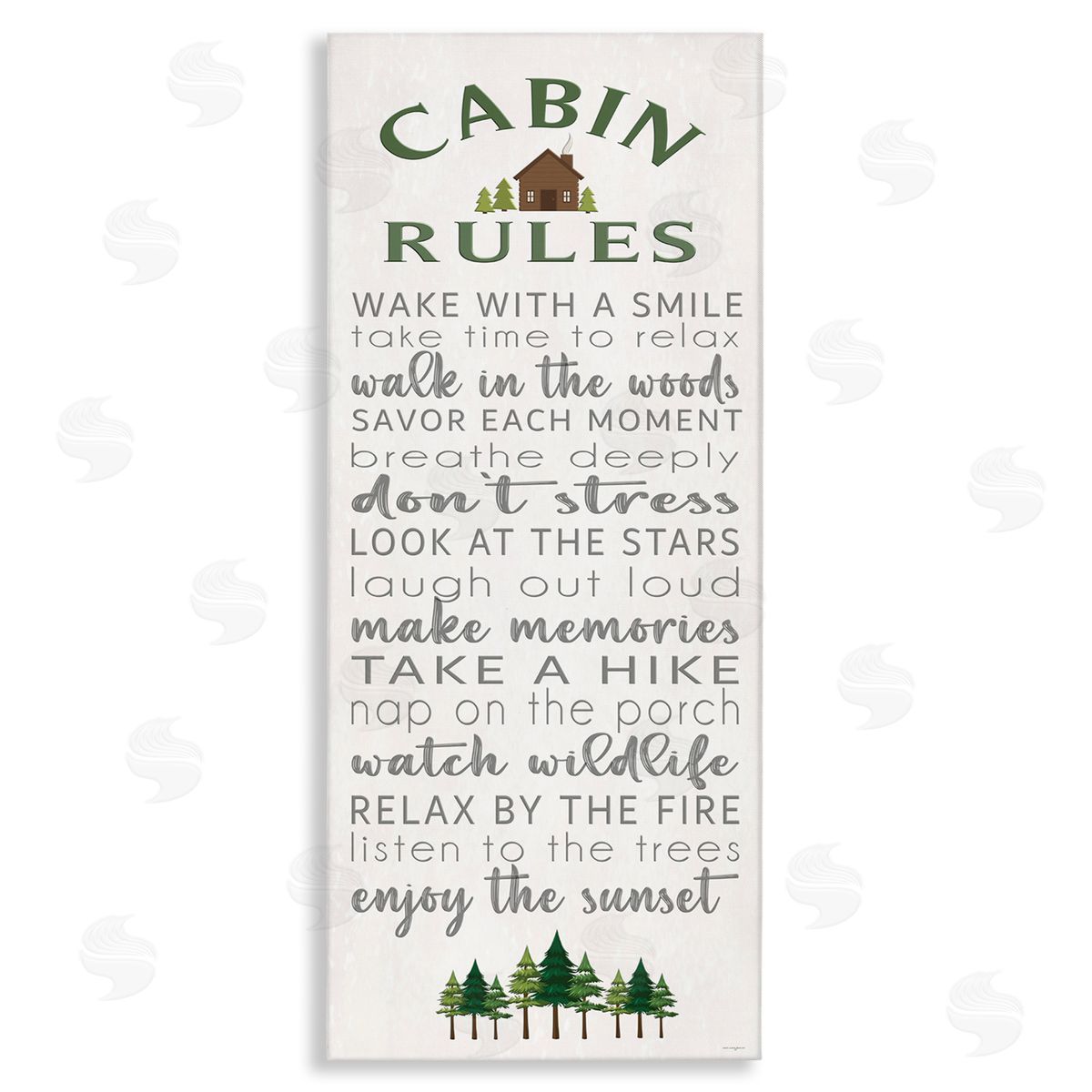 Fun Rustic Cabin Rules Canvas Wall Art, Home Decor by Seven Trees Design