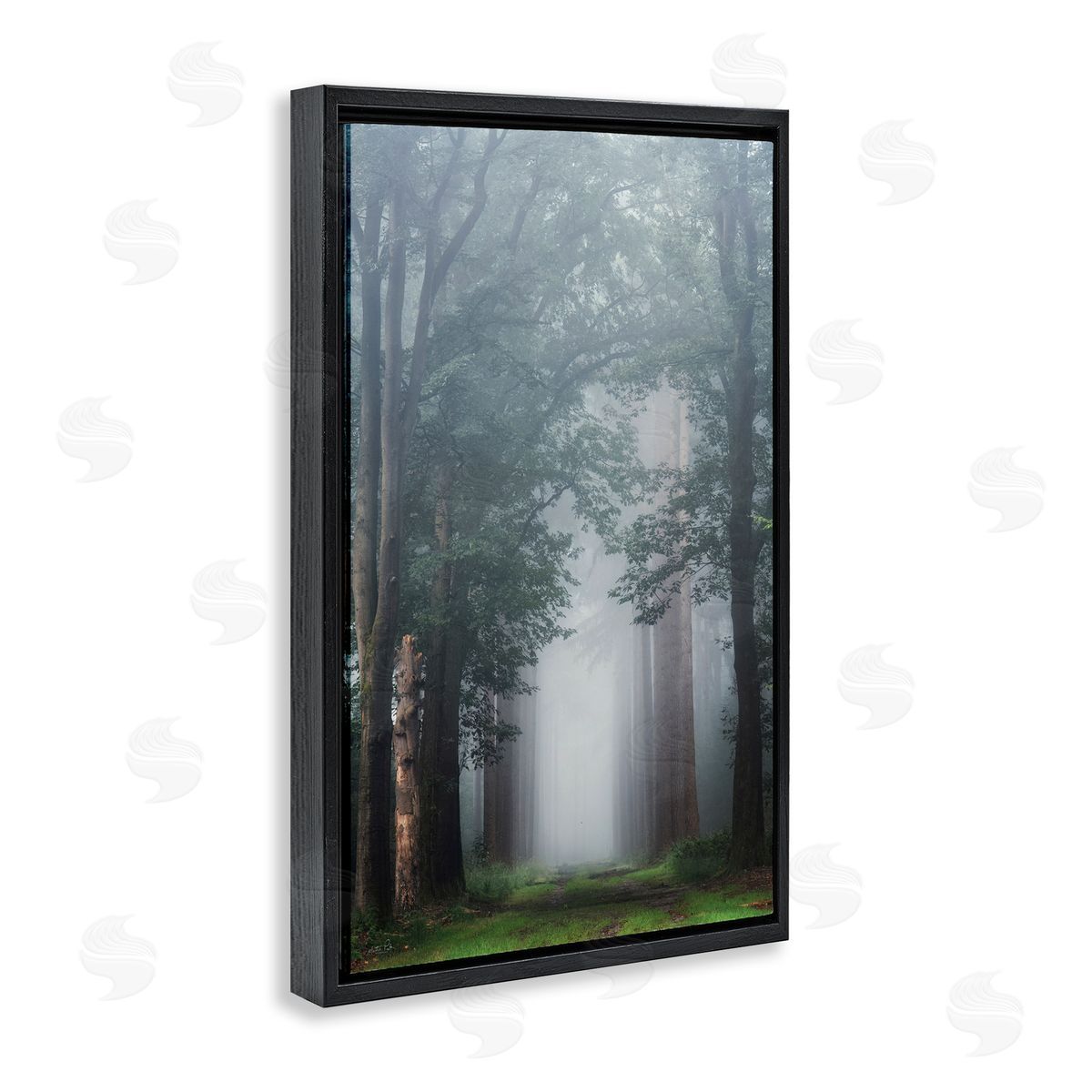 Calm Forest Clearing Black Floating Frame Canvas Wall Art, Home Decor by Martin Podt