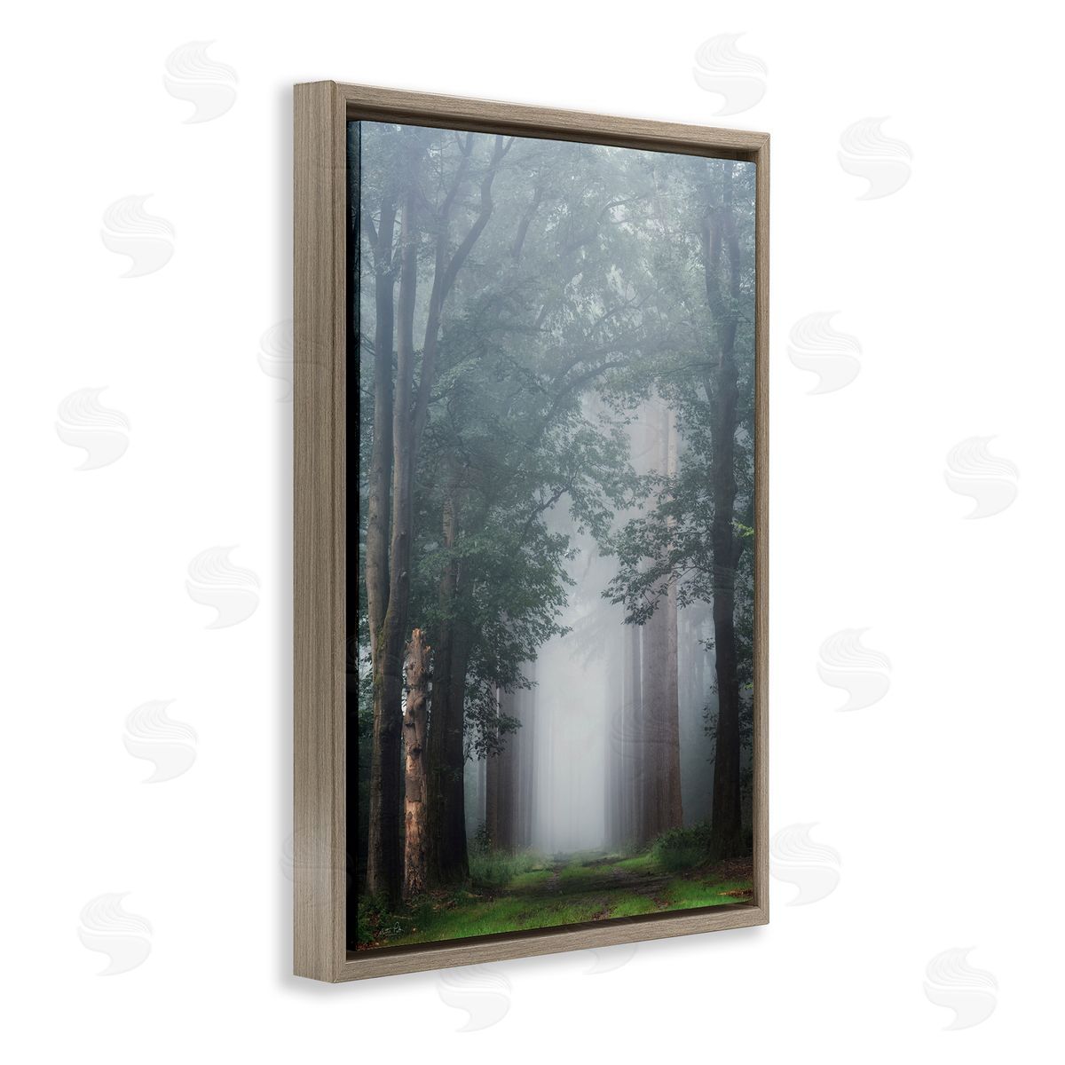 Calm Forest Clearing Brown Floating Frame Canvas Wall Art, Home Decor by Martin Podt