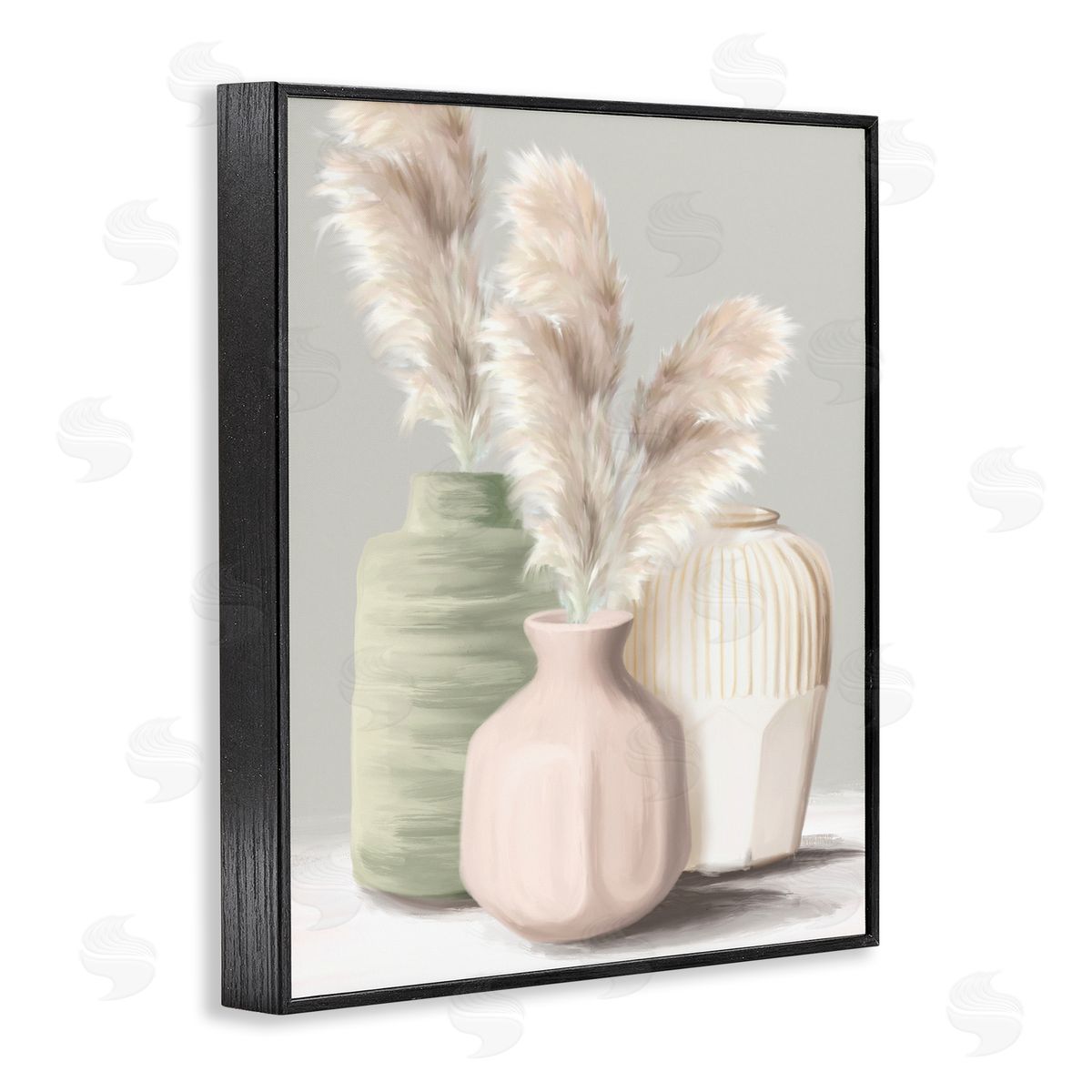 Soft Pampas Vases Black Frame Print Wall Art, Home Decor by House Fenway