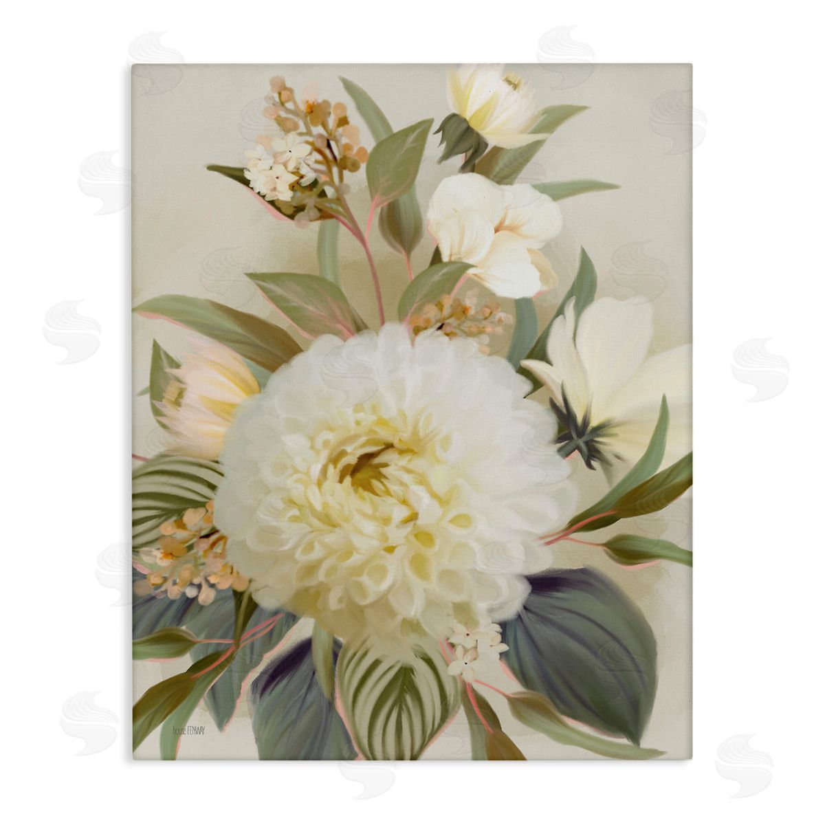 Elegant Dahlia Bundle Canvas Wall Art, Home Decor by House Fenway