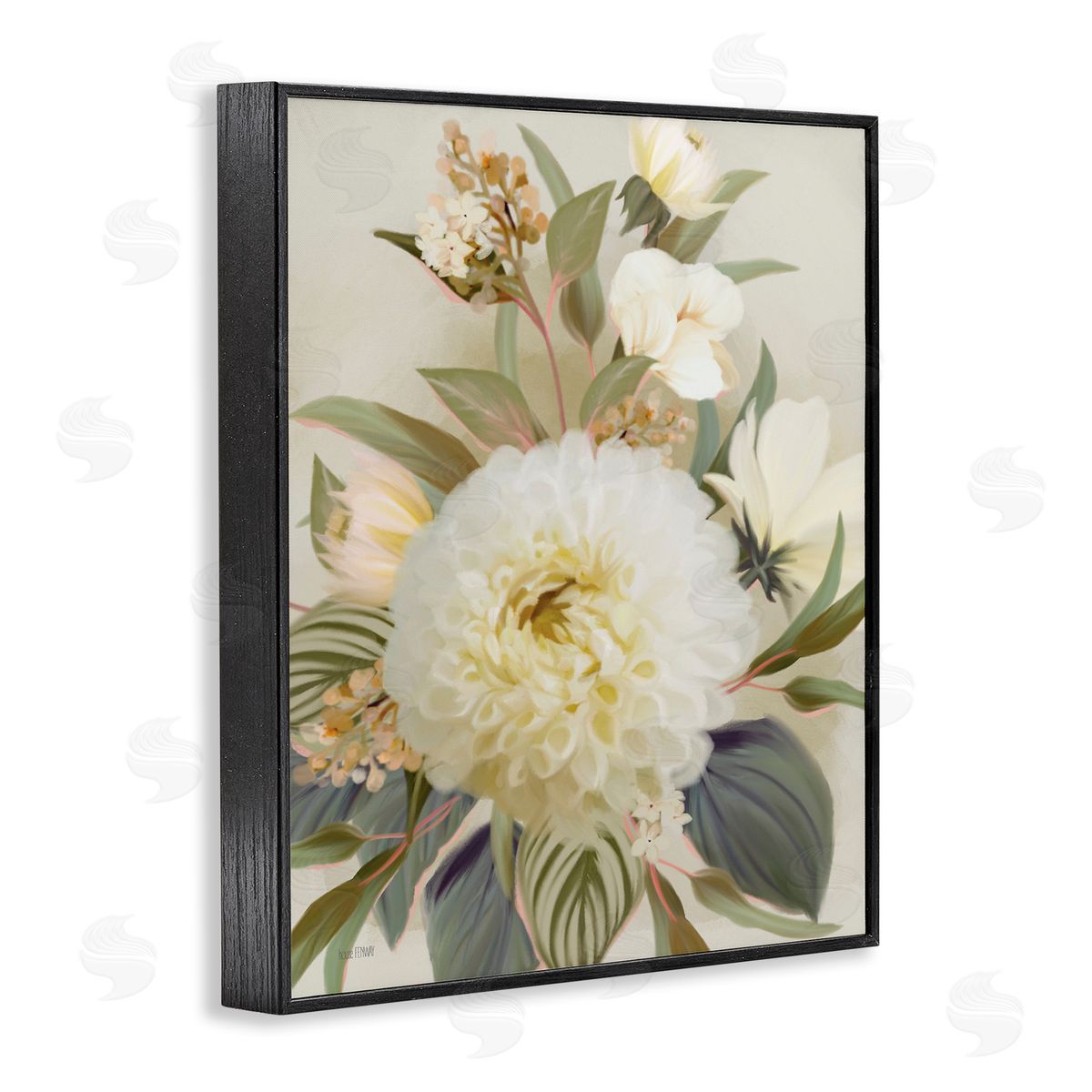 Elegant Dahlia Bundle Black Frame Print Wall Art, Home Decor by House Fenway