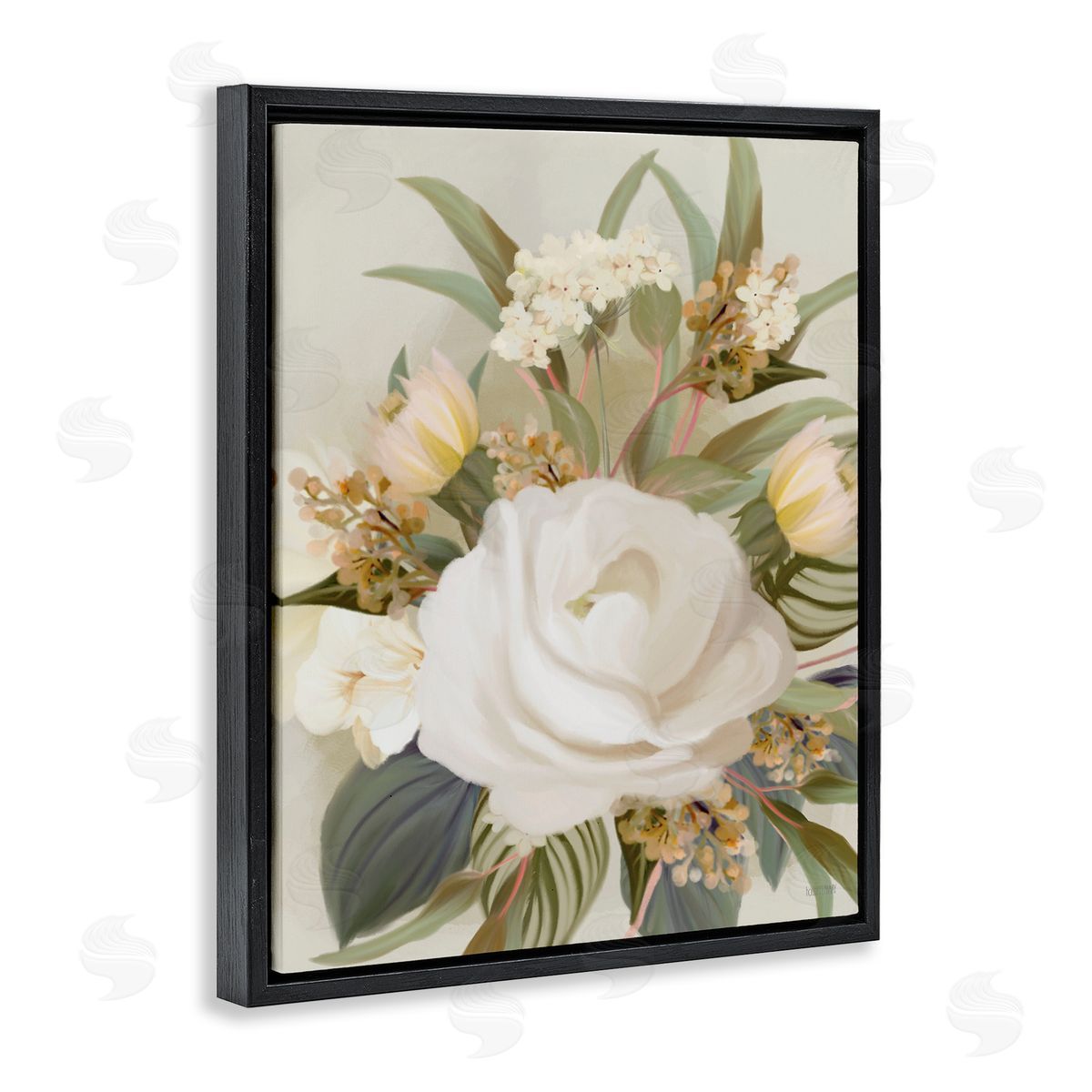 Charming Soft Rose Bundle Black Floating Frame Canvas Wall Art, Home Decor by House Fenway