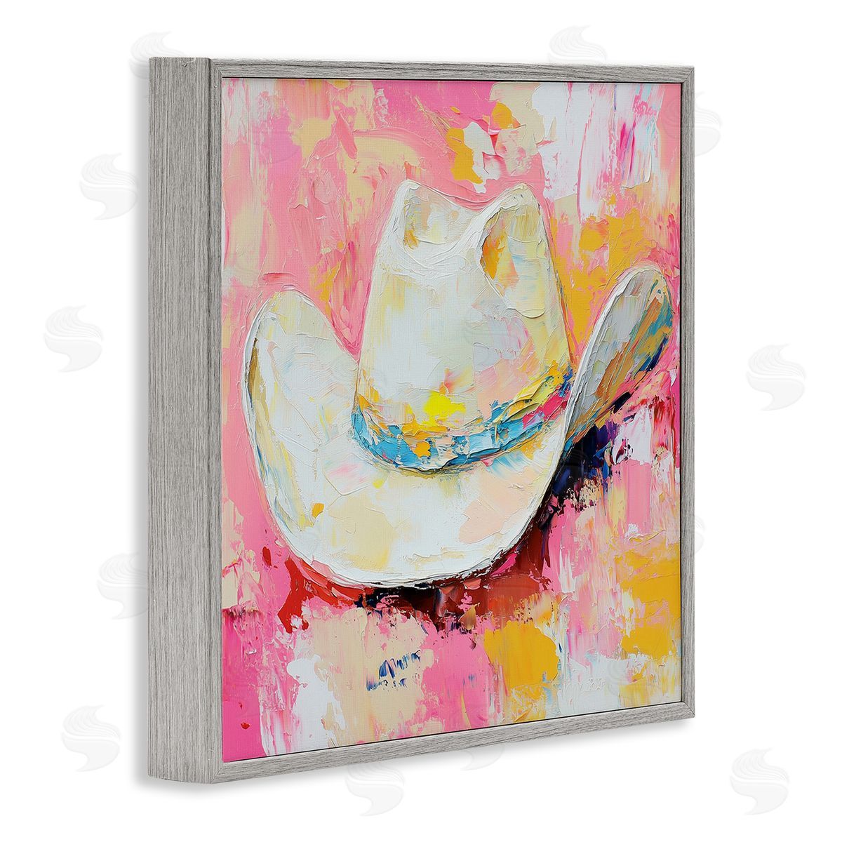 Painterly Brushed Cowgirl Hat Grey Frame Print Wall Art, Home Decor by Heidi Kuntz