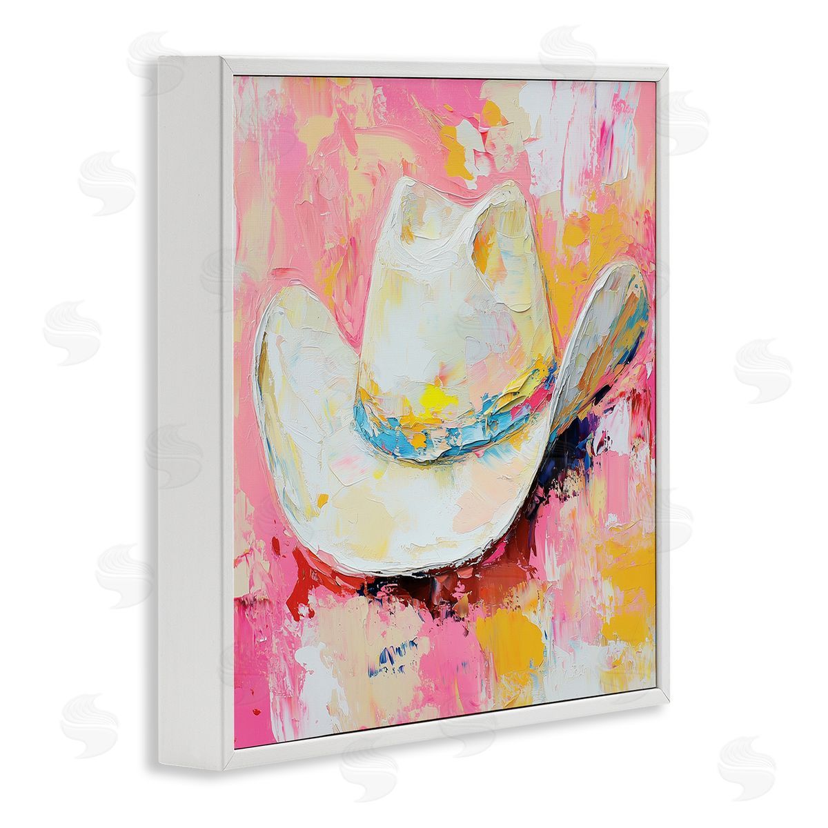 Painterly Brushed Cowgirl Hat White Frame Print Wall Art, Home Decor by Heidi Kuntz