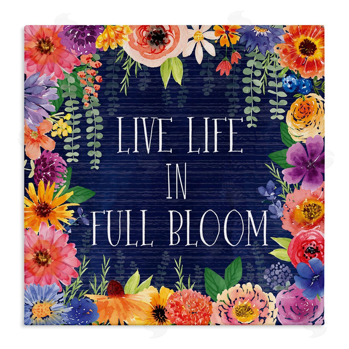 Live Life in Full Bloom Canvas Wall Art, Home Decor by Nicole DeCamp