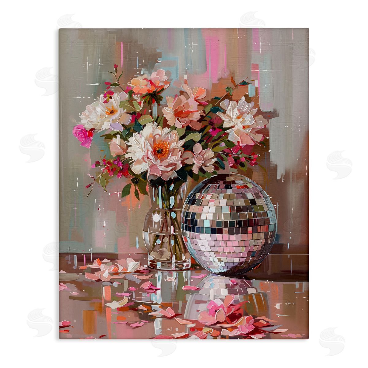Disco Ball & Flowers Still Life Canvas Wall Art, Home Decor by Arlington Prints