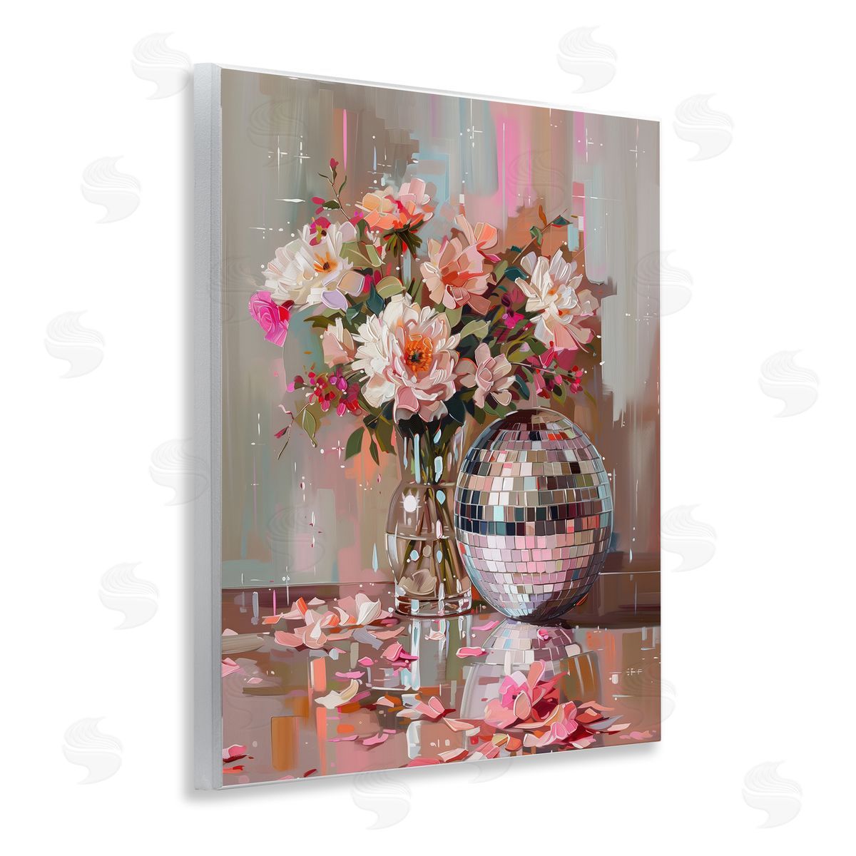 Disco Ball & Flowers Still Life Wood Plaque Wall Art, Home Decor by Arlington Prints