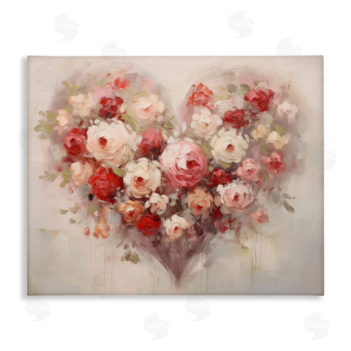 Valentine Roses Heart Canvas Wall Art, Home Decor by Arlington Prints