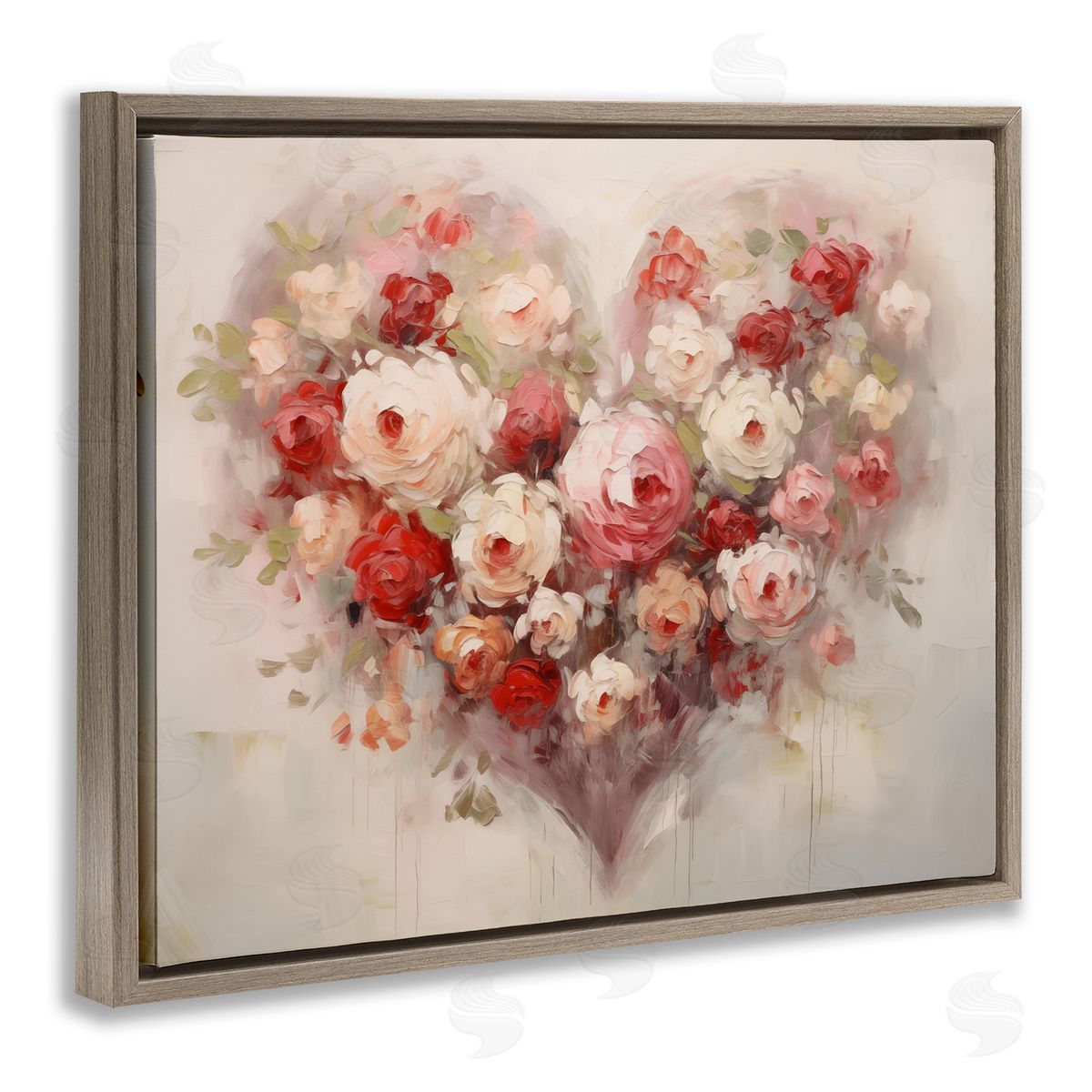 Valentine Roses Heart Brown Floating Frame Canvas Wall Art, Home Decor by Arlington Prints
