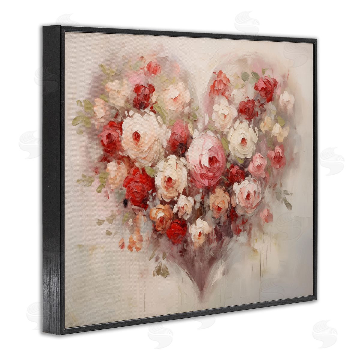 Valentine Roses Heart Black Frame Print Wall Art, Home Decor by Arlington Prints