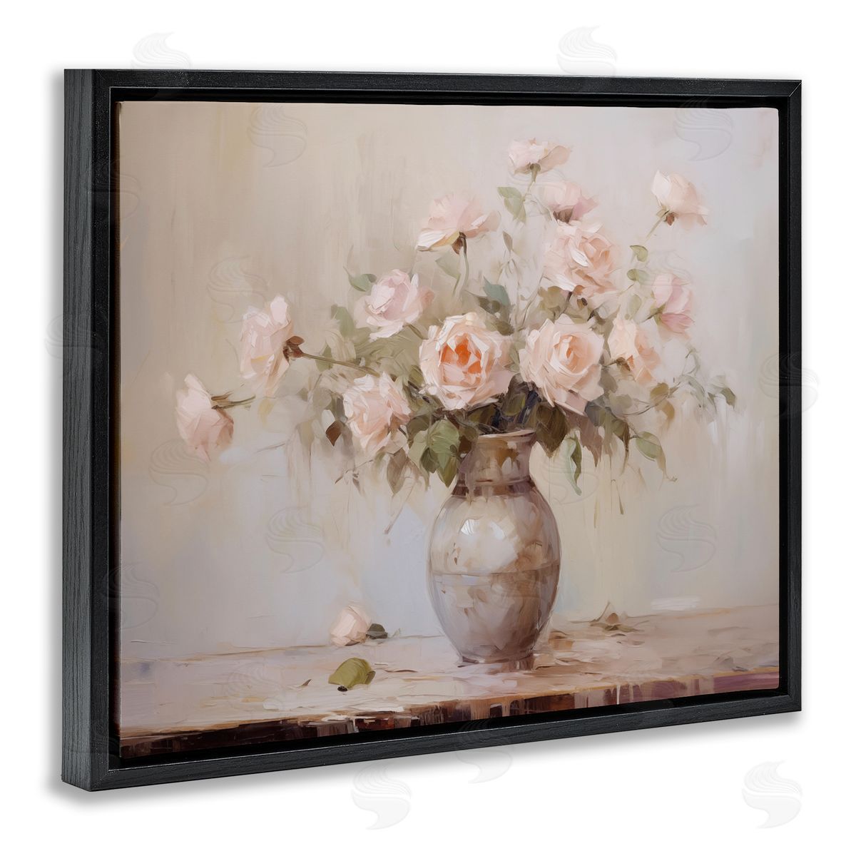 Romantic Bouquet of Roses Black Floating Frame Canvas Wall Art, Home Decor by Arlington Prints