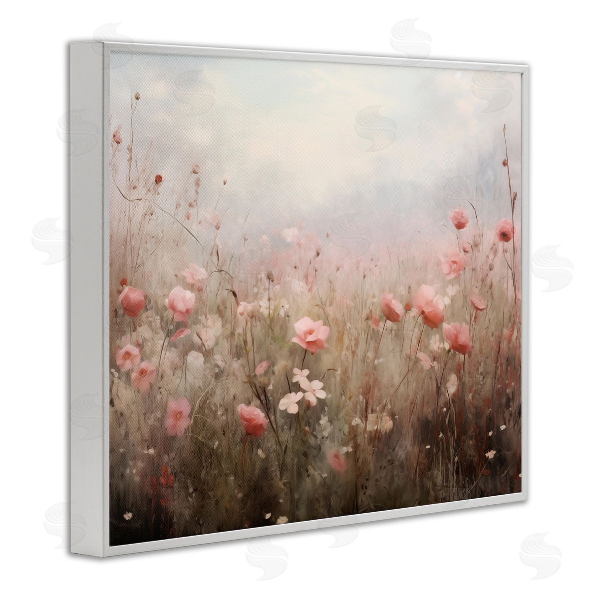 Pastel Pink Meadow Flowers White Frame Print Wall Art, Home Decor by Arlington Prints