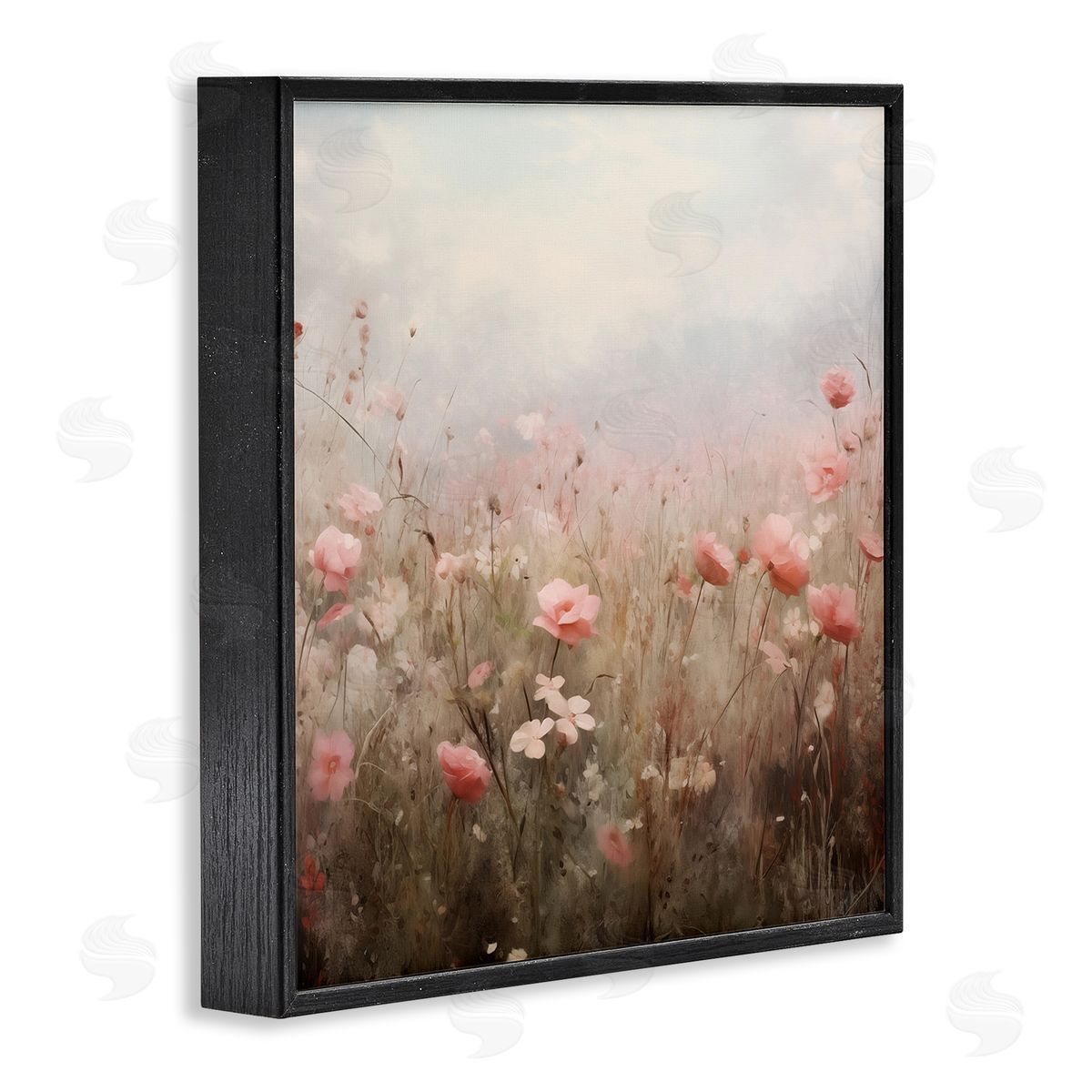 Blooming Pink Meadow Flowers Black Frame Print Wall Art, Home Decor by Arlington Prints