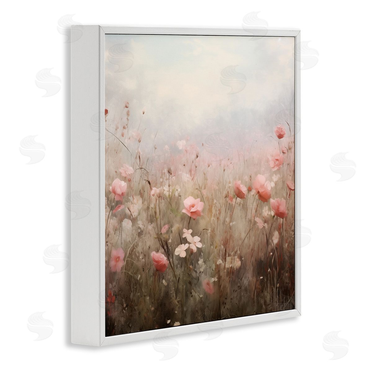 Blooming Pink Meadow Flowers White Frame Print Wall Art, Home Decor by Arlington Prints