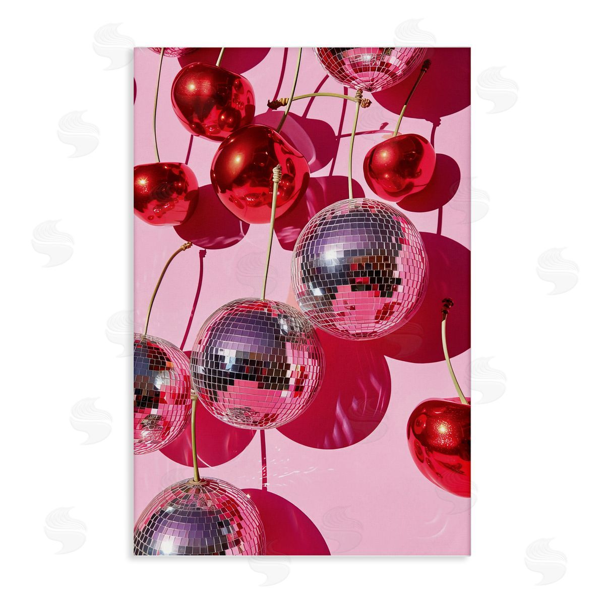 Cherry Disco Fruits Canvas Wall Art, Home Decor by LSR Design Studio