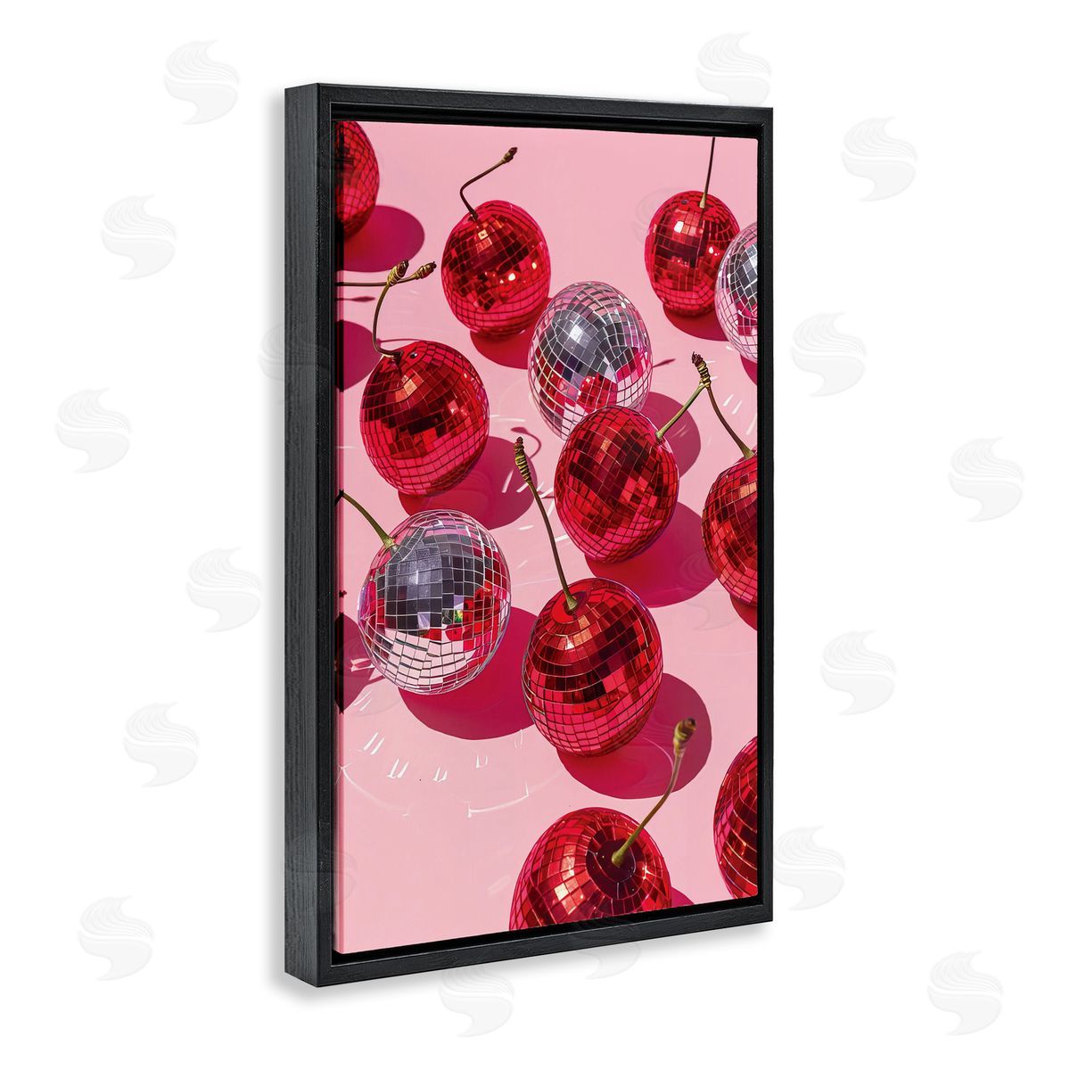 Cherry Picked Disco Black Floating Frame Canvas Wall Art, Home Decor by LSR Design Studio