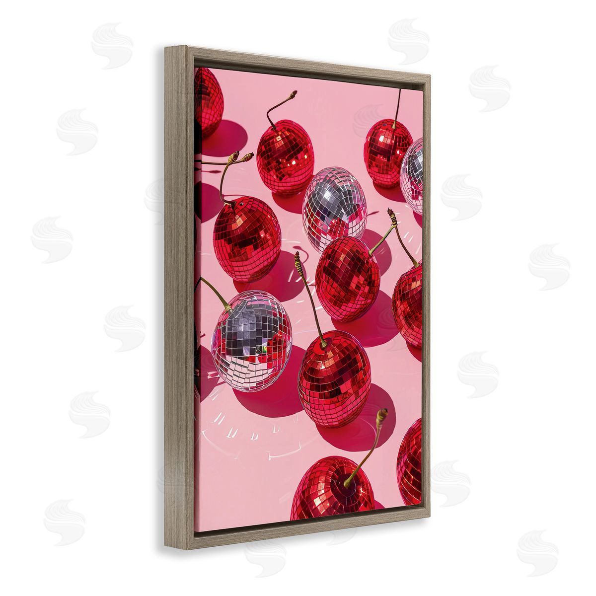 Cherry Picked Disco Brown Floating Frame Canvas Wall Art, Home Decor by LSR Design Studio