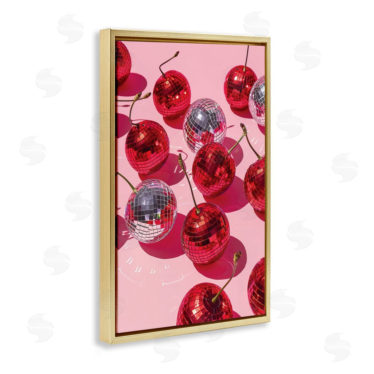 Cherry Picked Disco Gold Floating Frame Canvas Wall Art, Home Decor by LSR Design Studio