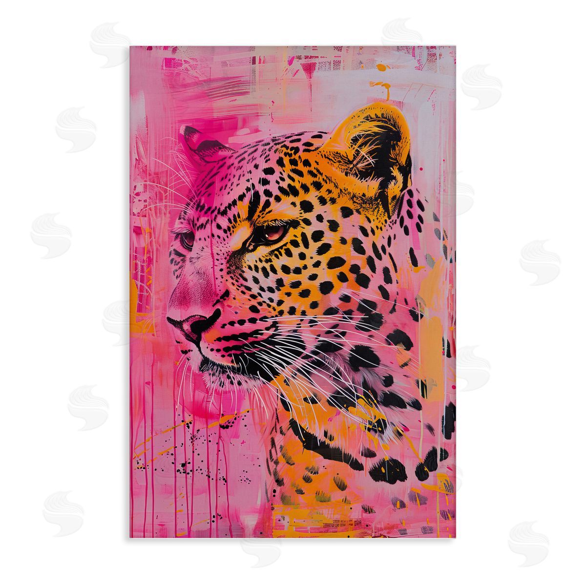 Vibrant Purple & Orange Cheetah Canvas Wall Art, Home Decor by LSR Design Studio