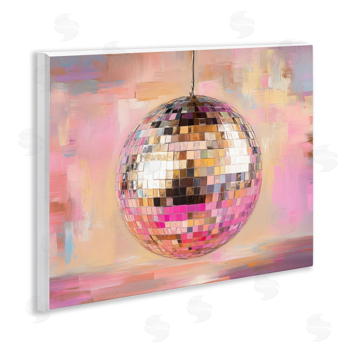 Mirrored Disco Ball Wood Plaque Wall Art, Home Decor by Nini Art