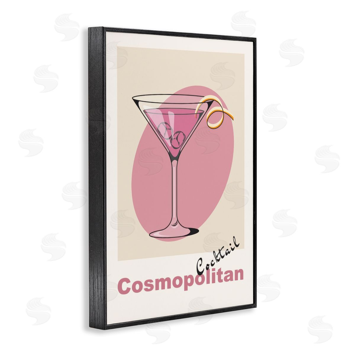 Vintage Cosmo Cocktail Black Frame Print Wall Art, Home Decor by LSR Design Studio