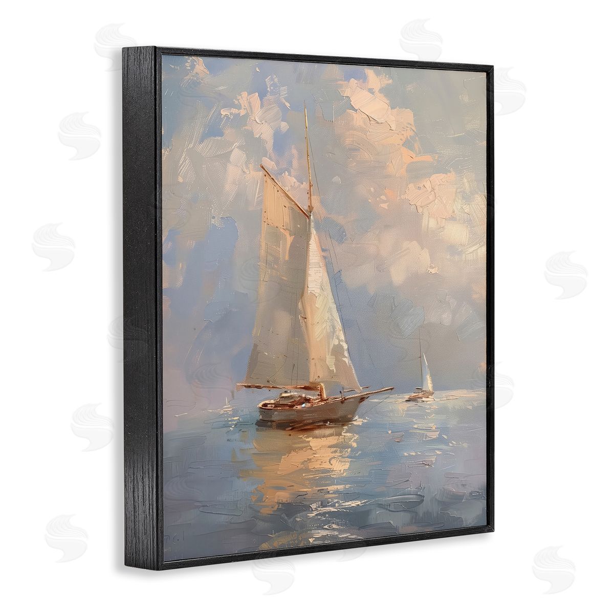 Maritime Ship on Cloudy Sea Black Frame Print Wall Art, Home Decor by Arlington Prints