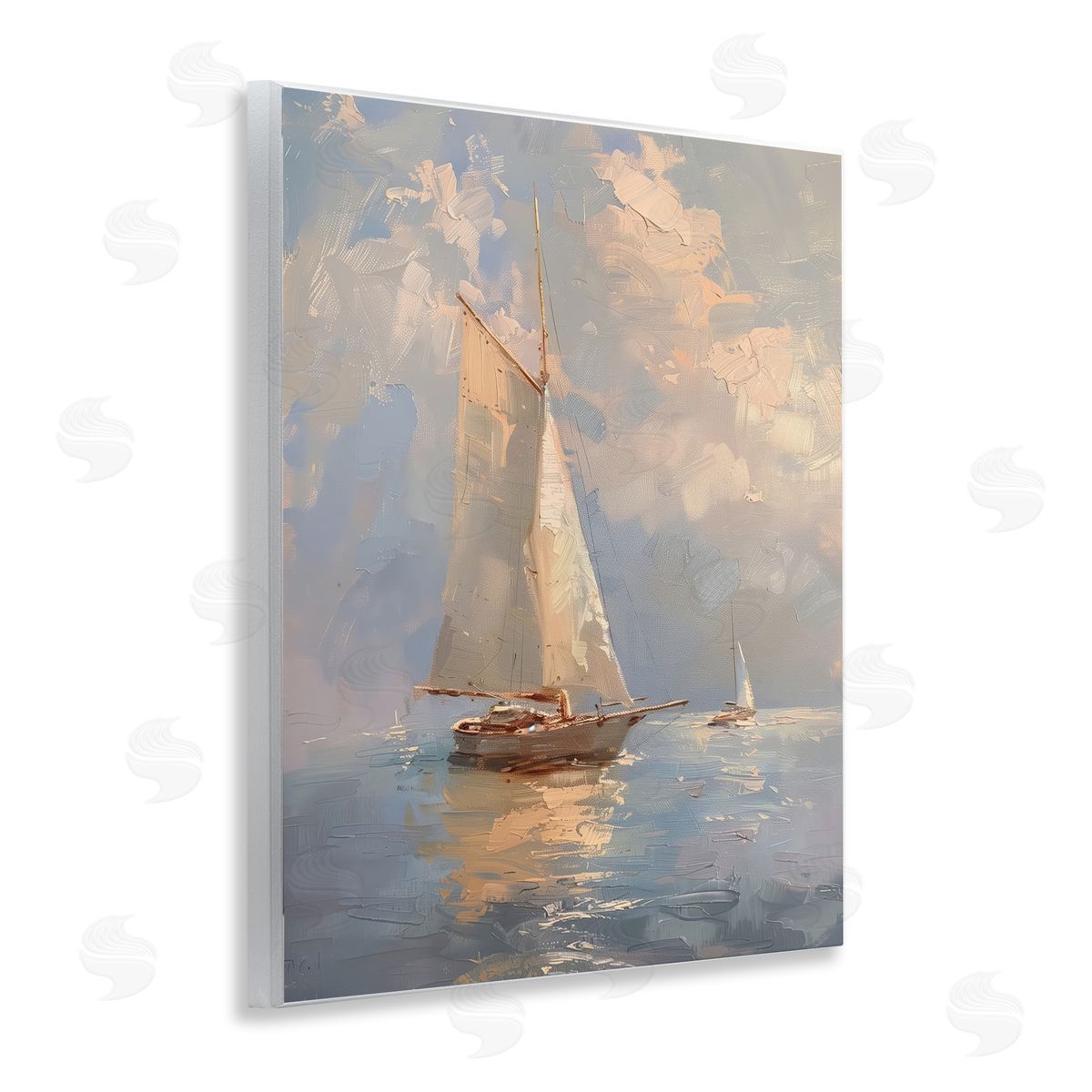 Maritime Ship on Cloudy Sea Wood Plaque Wall Art, Home Decor by Arlington Prints