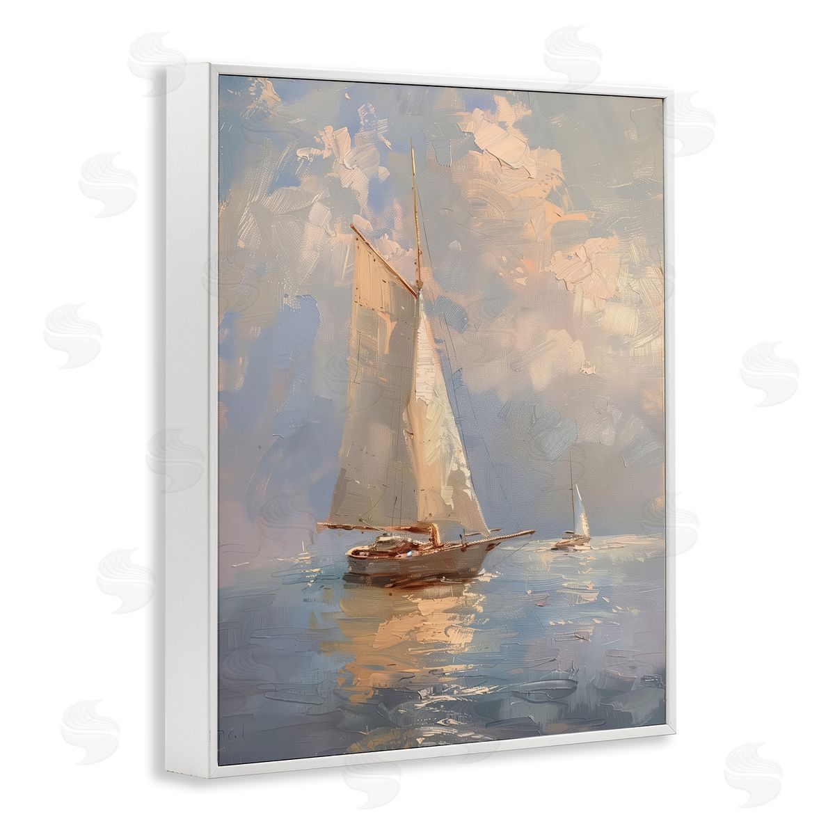 Maritime Ship on Cloudy Sea White Frame Print Wall Art, Home Decor by Arlington Prints