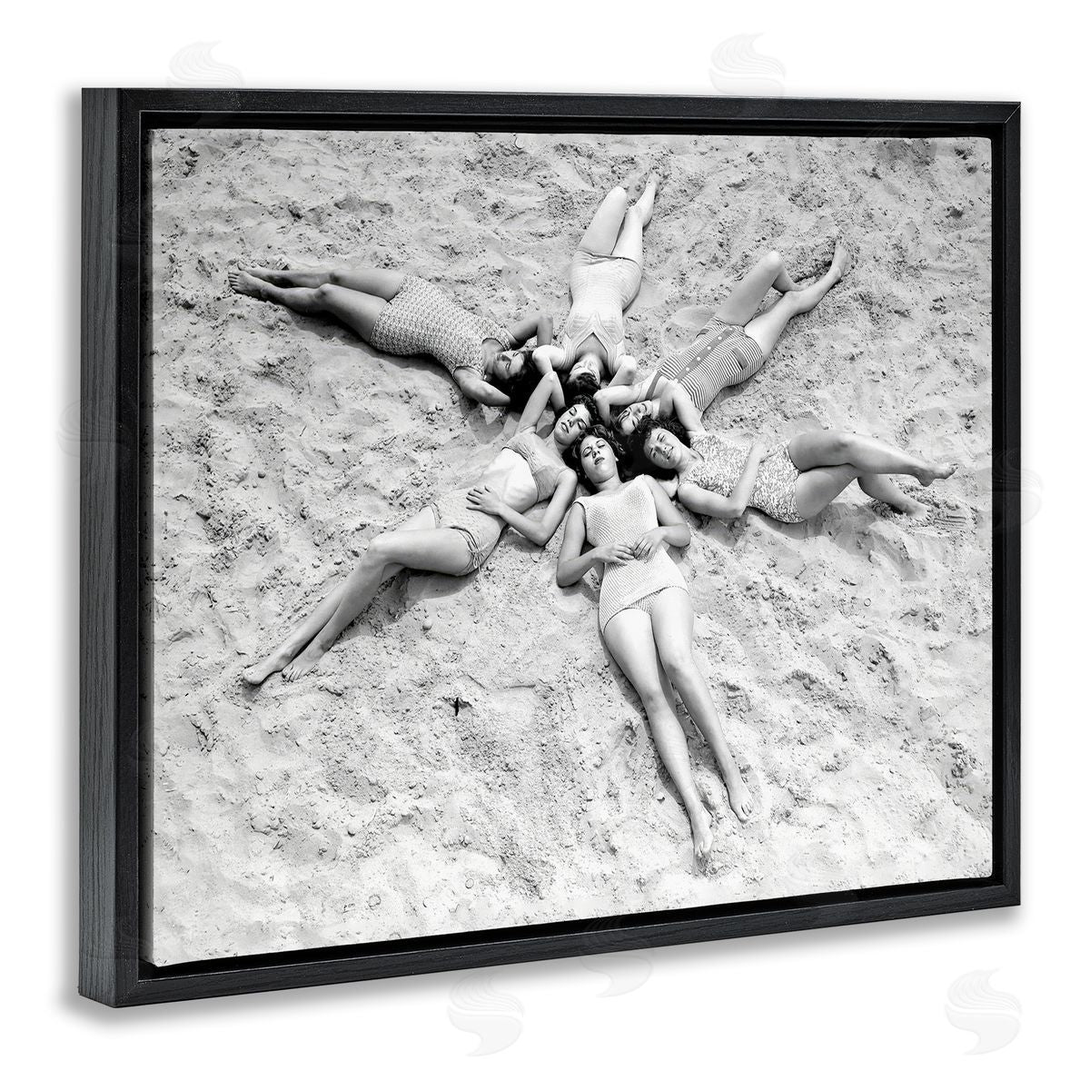 Women on Beach in Star Shape Black Floating Frame Canvas Wall Art, Home Decor by Arlington Prints