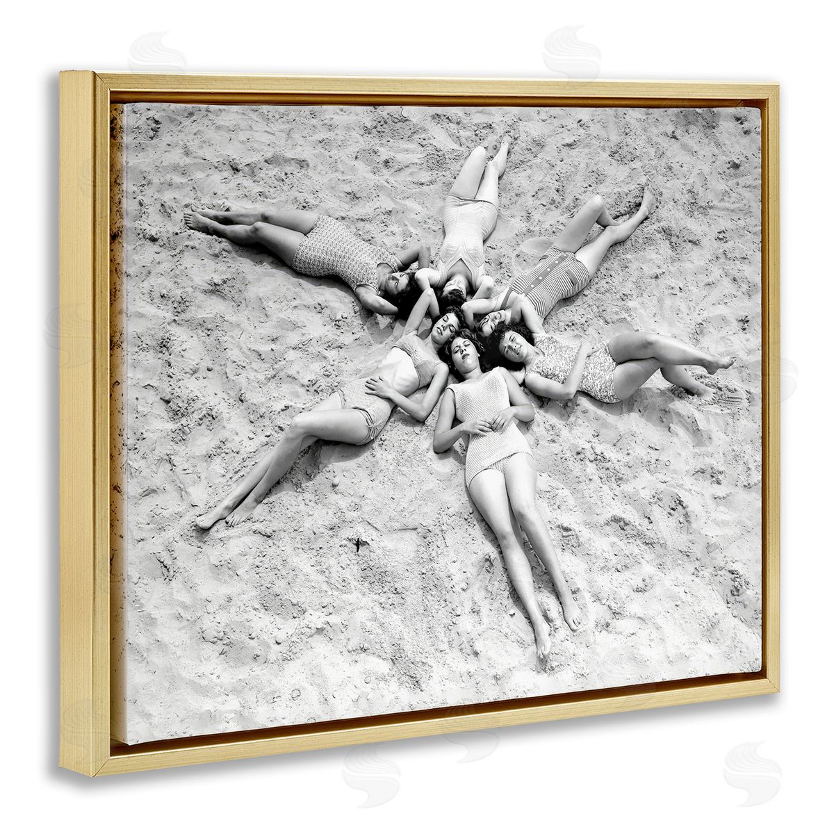 Women on Beach in Star Shape Gold Floating Frame Canvas Wall Art, Home Decor by Arlington Prints