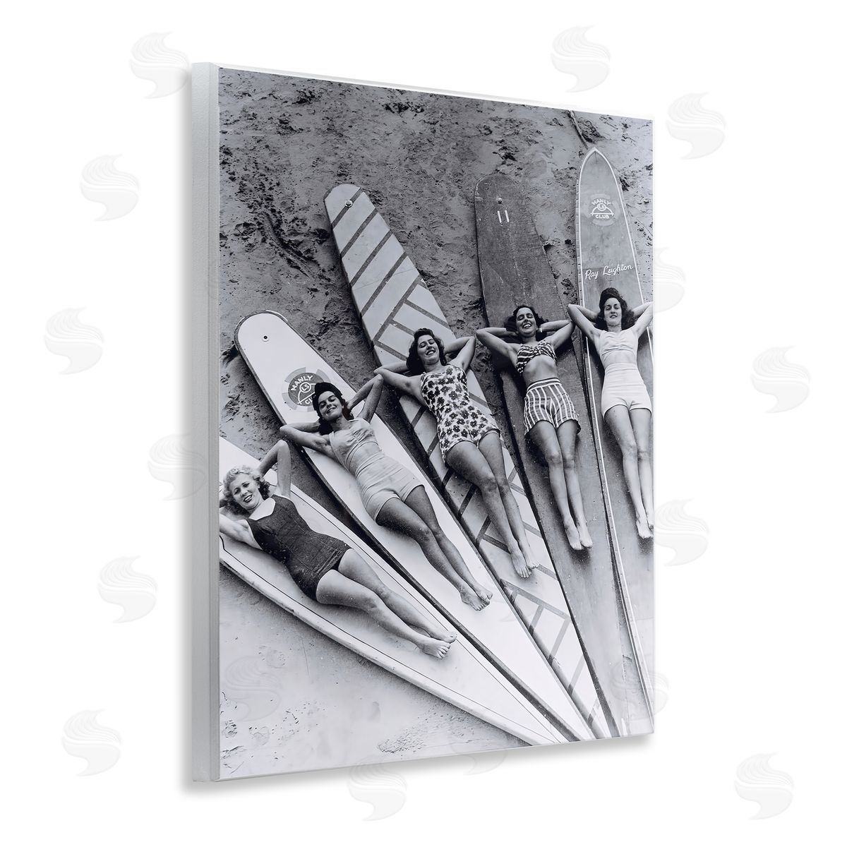 Vintage Women on Surfboards Wood Plaque Wall Art, Home Decor by Arlington Prints