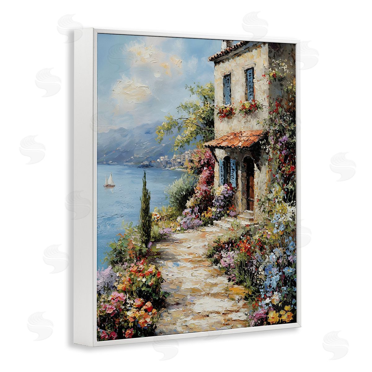 Seaside Cottage Architecture White Frame Print Wall Art, Home Decor by Franklyn Gregory
