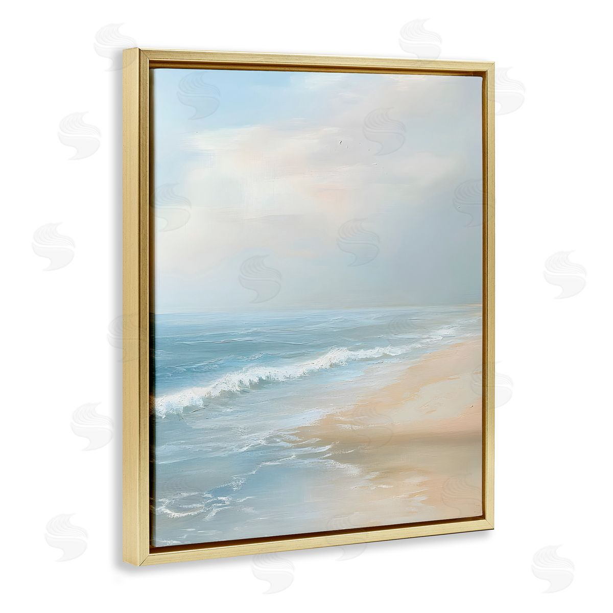 Serenity Beach View Gold Floating Frame Canvas Wall Art, Home Decor by Franklyn Gregory