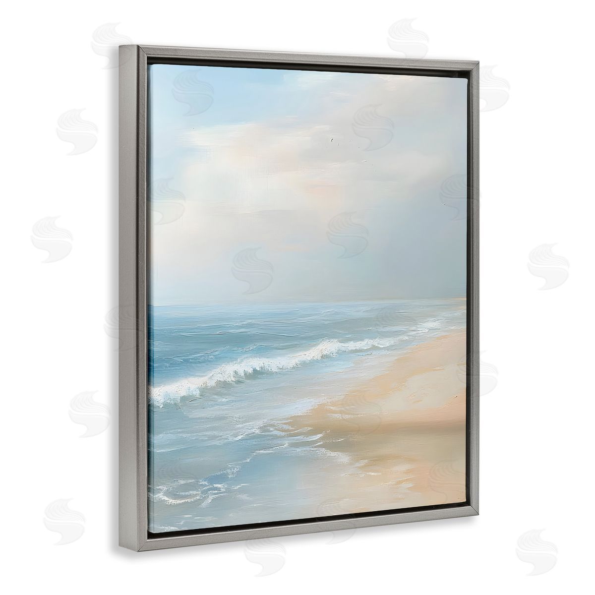 Serenity Beach View Grey Floating Frame Canvas Wall Art, Home Decor by Franklyn Gregory
